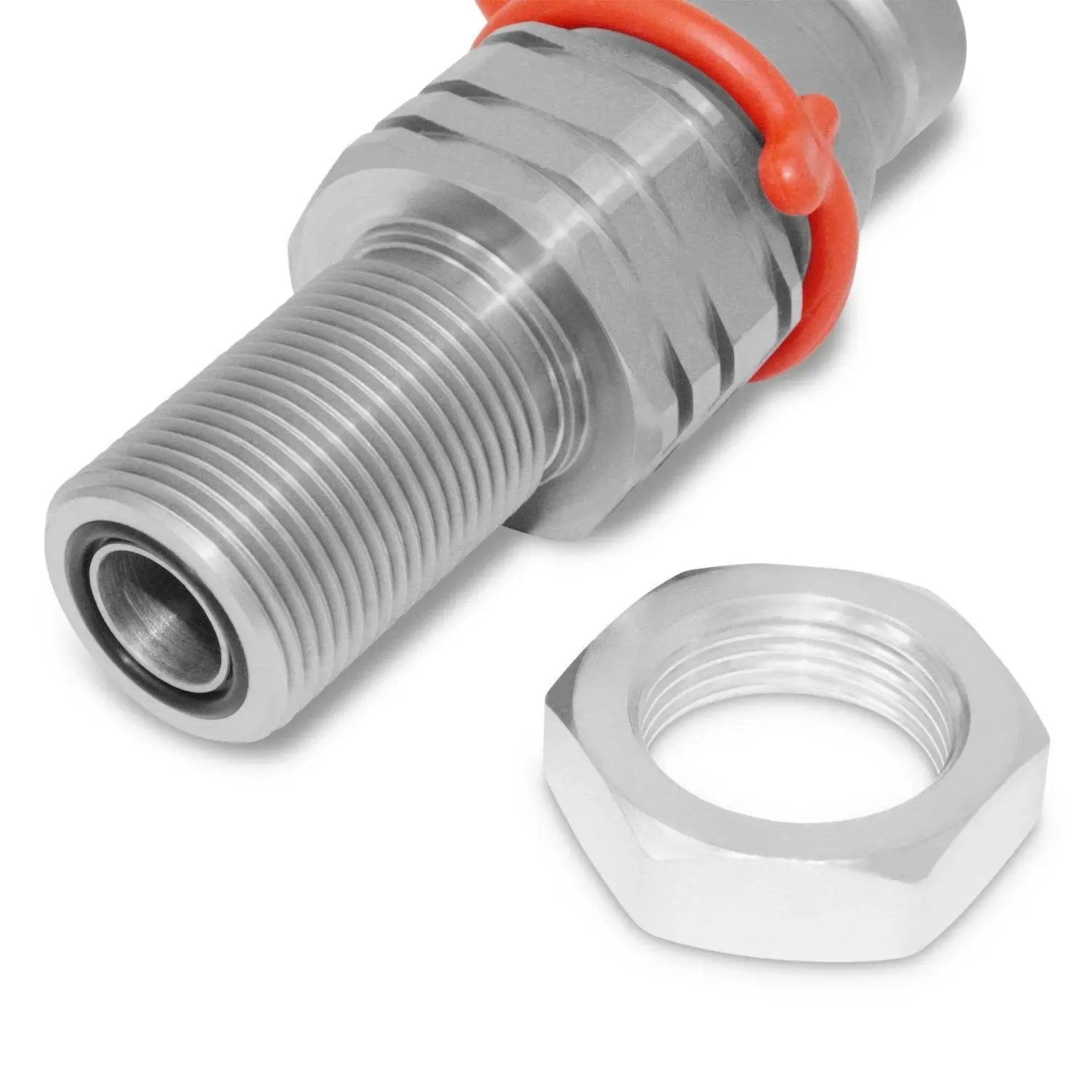 Flat Face Hydraulic Quick Connect Coupler for Skid Steer Mounts, Five Eighth ORFS Bulkhead Adapter, ISO 16028 Flat Face, One Half Inch Body