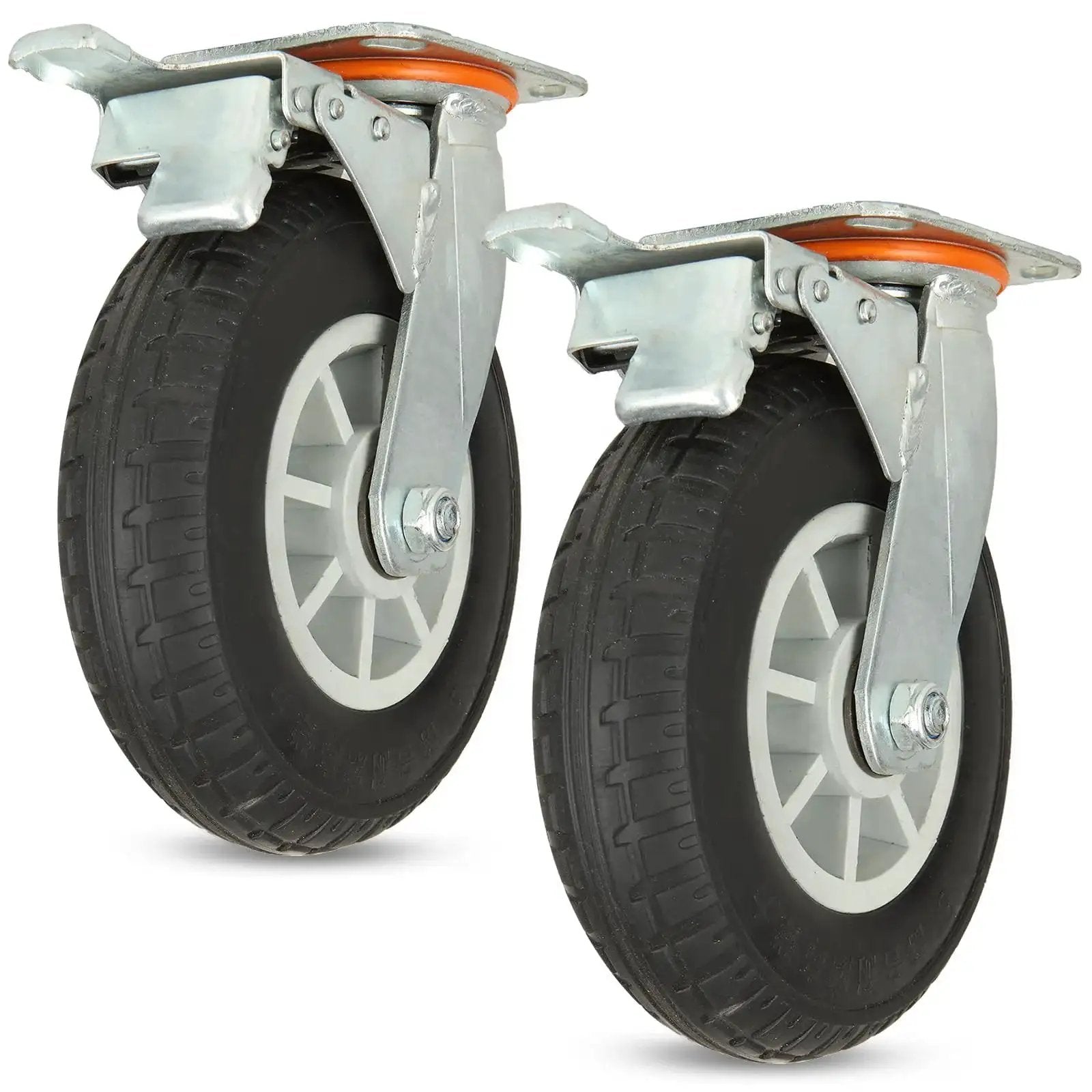 8 Inch Heavy Duty Plate Casters Set Of 2 With Locking Brakes For Cart Furniture And Workbench Industrial Quality Wheels