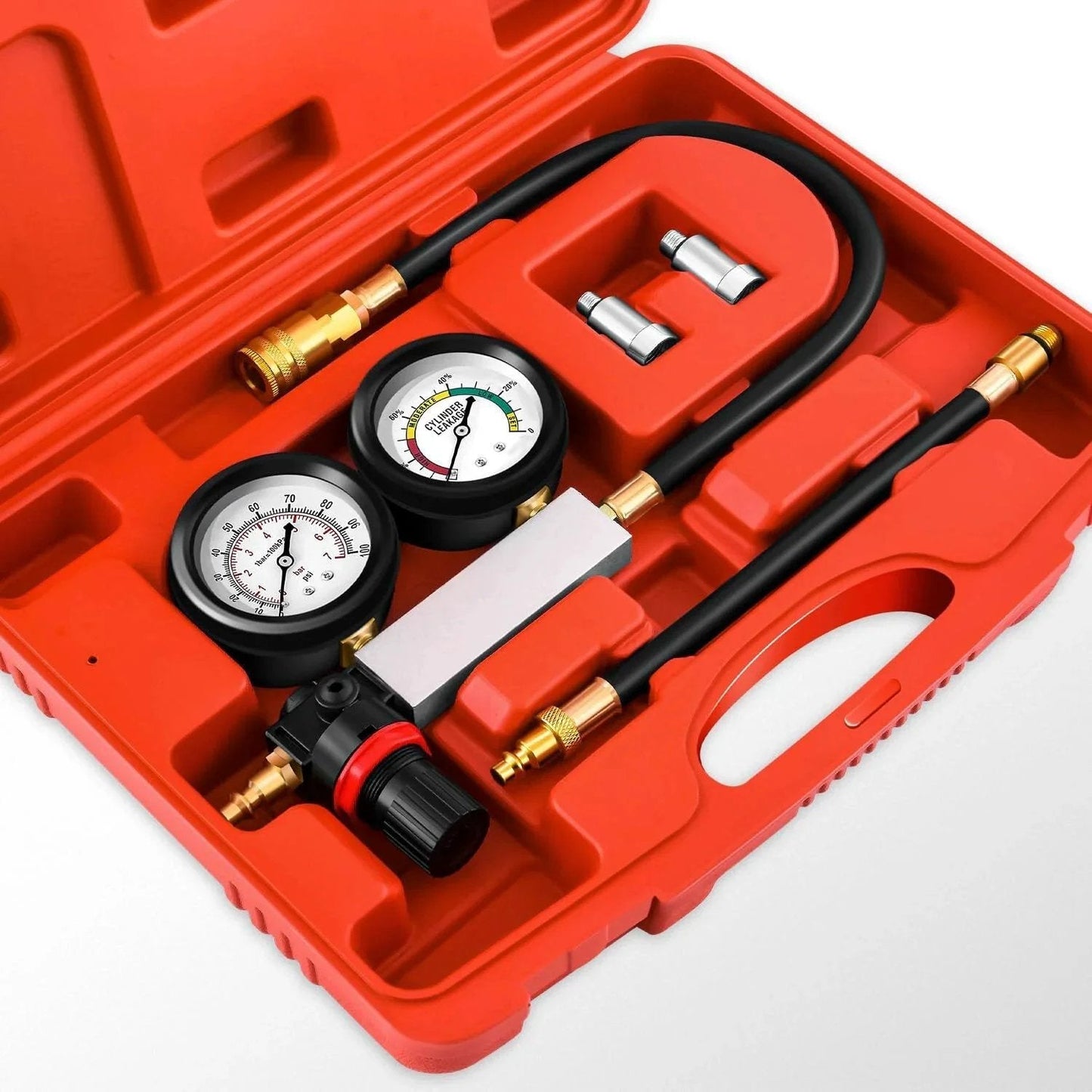 TU 21 Cylinder Leak Tester Kit With Double Gauge System For Petrol Engines Automotive Engine Pressure Gauges And Leakage Detector Tool Set