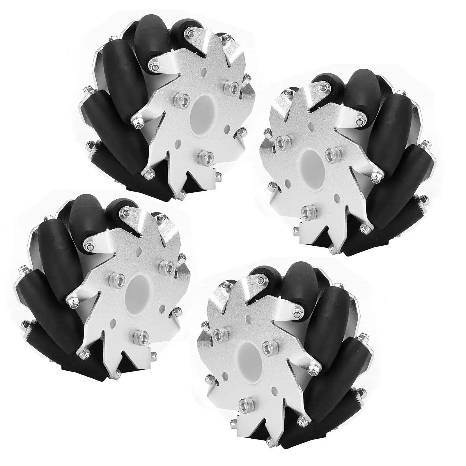 Four 100mm Steel Mecanum Wheels Set For RC Robot Car With Nine Rubber Rollers Per Wheel Omni Directional Drive Wheels