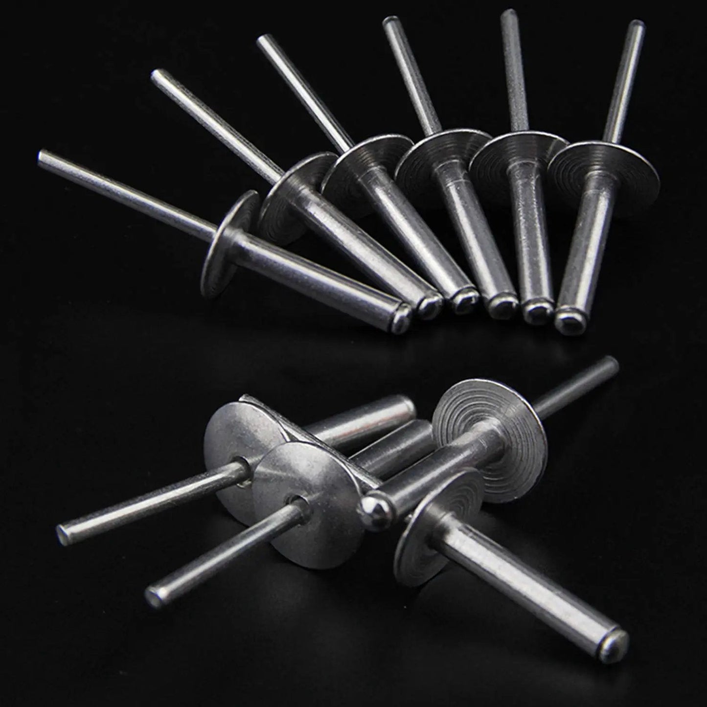 Heavy Duty Aluminum Blind Rivets Set for Metalworking and DIY Projects, 50 Pieces, 3 16 By 5 8 Inch Large Flange, Silver ISPINNER