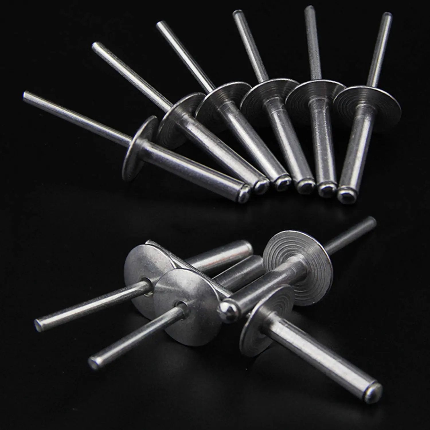 Heavy Duty Aluminum Blind Rivets Set for Metalworking and DIY Projects, 50 Pieces, 3 16 By 5 8 Inch Large Flange, Silver ISPINNER