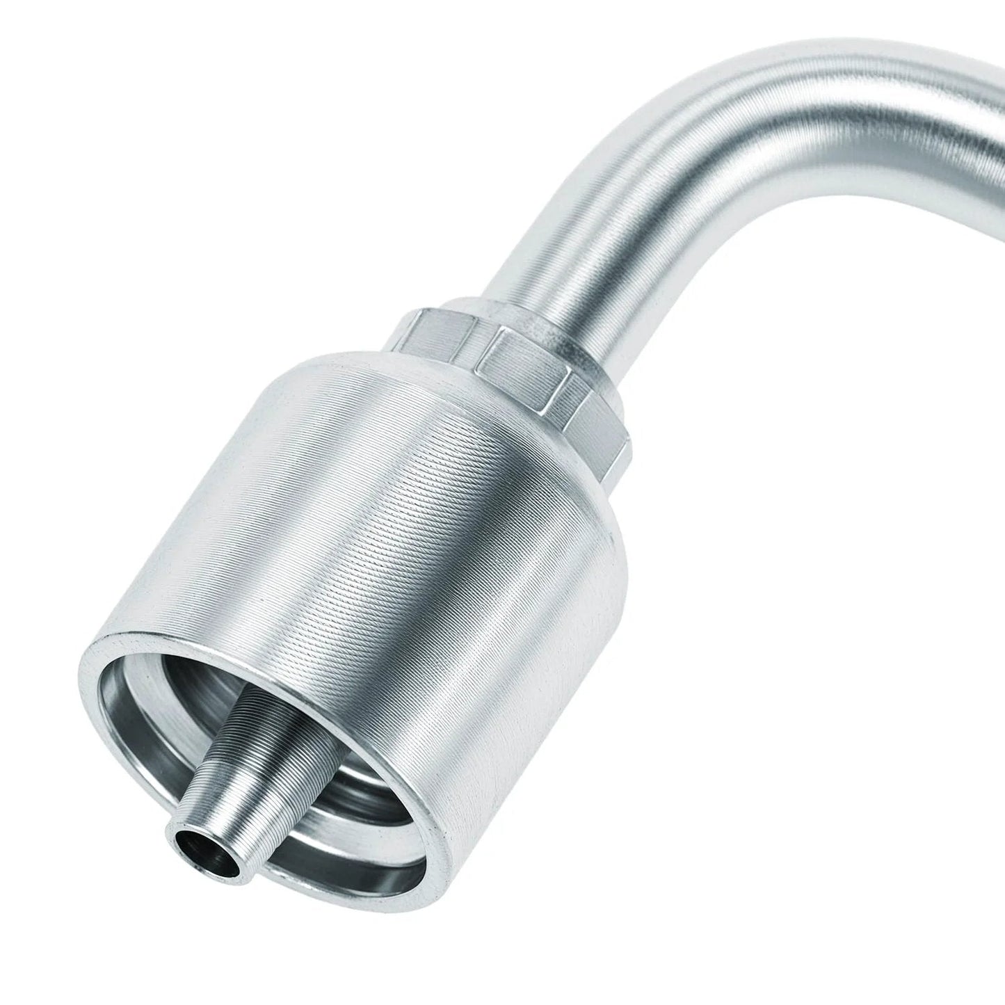 Close-up of 90 degree female swivel connector from 10 Pack 1/4 Inch Hydraulic Fittings Set QWORK.