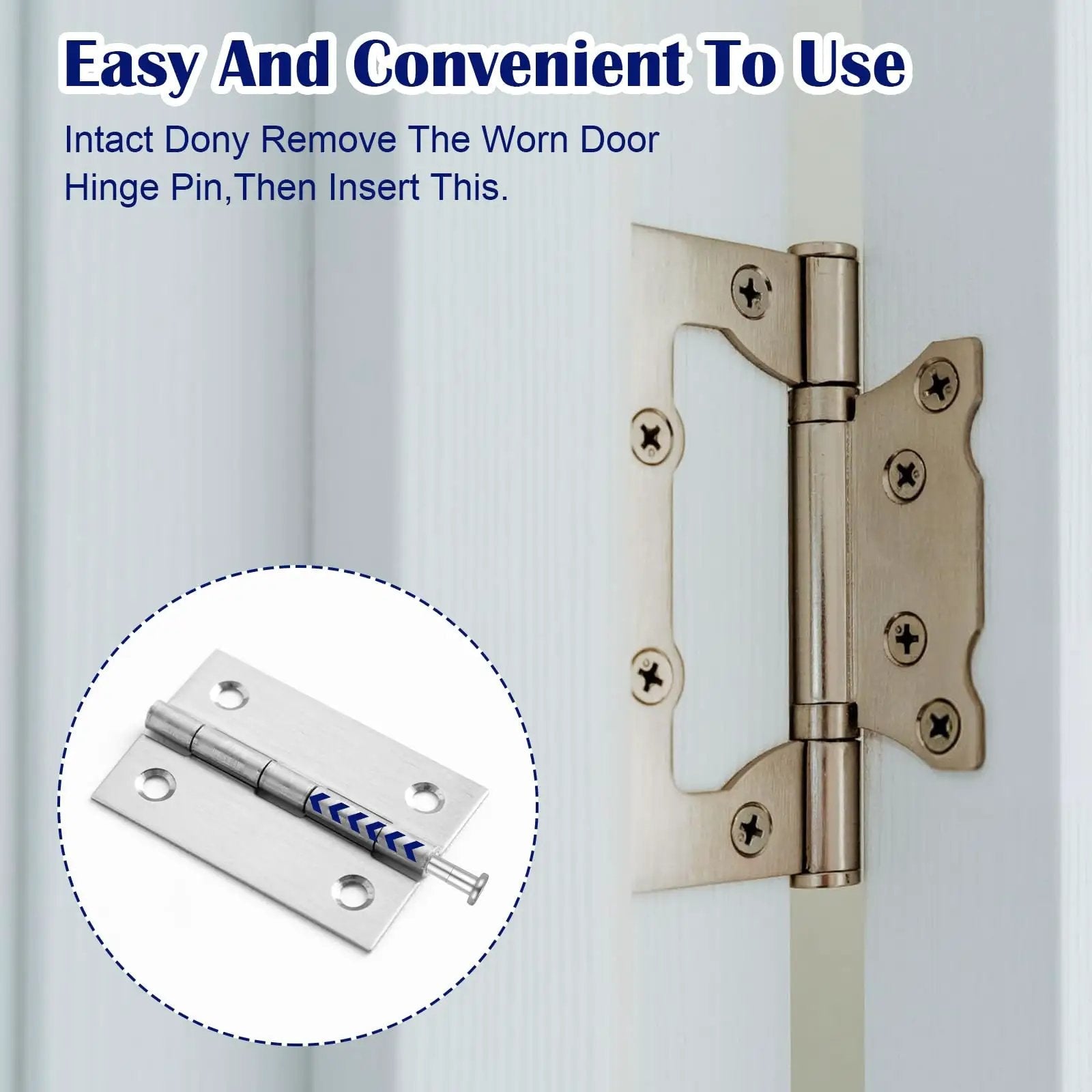 Four Pack Three Point Five Inch Door Hinge Pins Stainless Steel Replacement Kit For Interior Doors DIY Ready Hinge Bushing Repair Set With Extra Pins Silver Durable For Simple Installation And Quick Fixes
