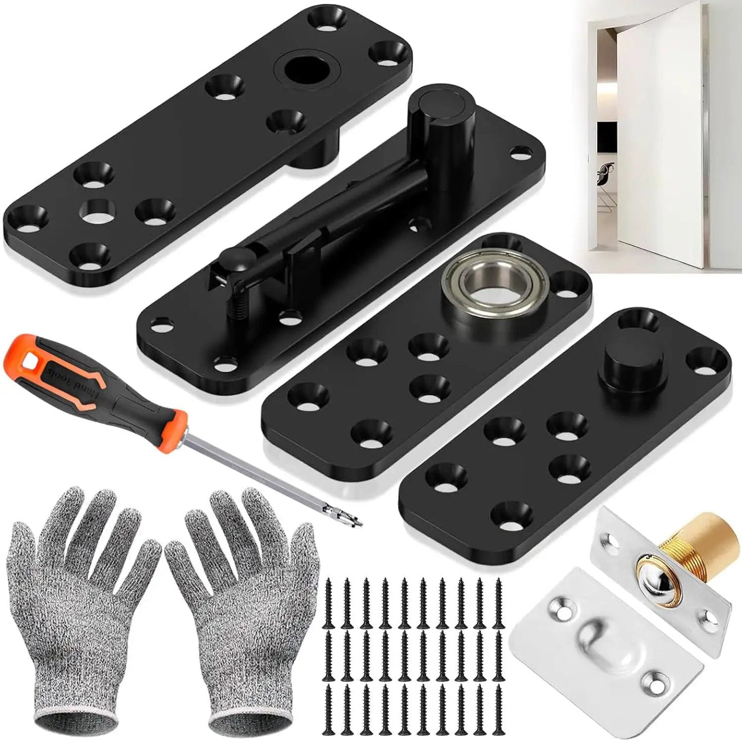 360 Degree Hidden Door Hinge With 570 Pound Load Bearing Pivot For Secret Doors And Bookcase Doors Built To Last Heavy Duty Stainless Steel Hardware That Is Rust Proof For Concealed Panels And Hidden Rooms.
