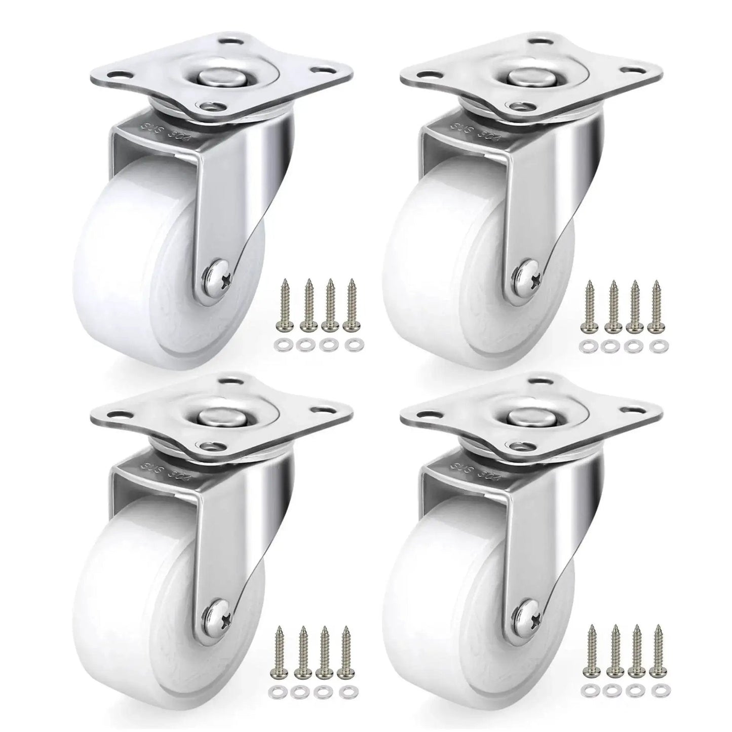 2 Inch Stainless Steel Caster Wheels Set Of 4 For Outdoor Use, Anti Rust Swivel Casters With Durable Polyamide PA Wheels by Fixhando