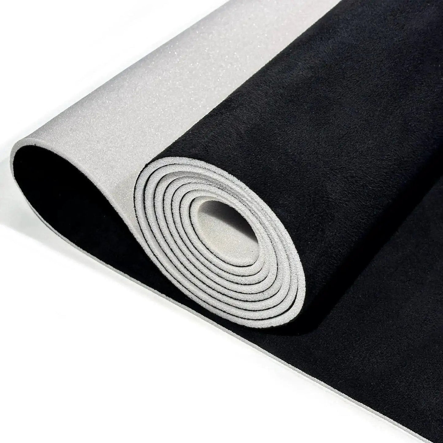 Front view of Suede Headliner 98 By 58 With Foam Backing Tube Packaging For Vehicle Interior, showing rolled black suede and foam.