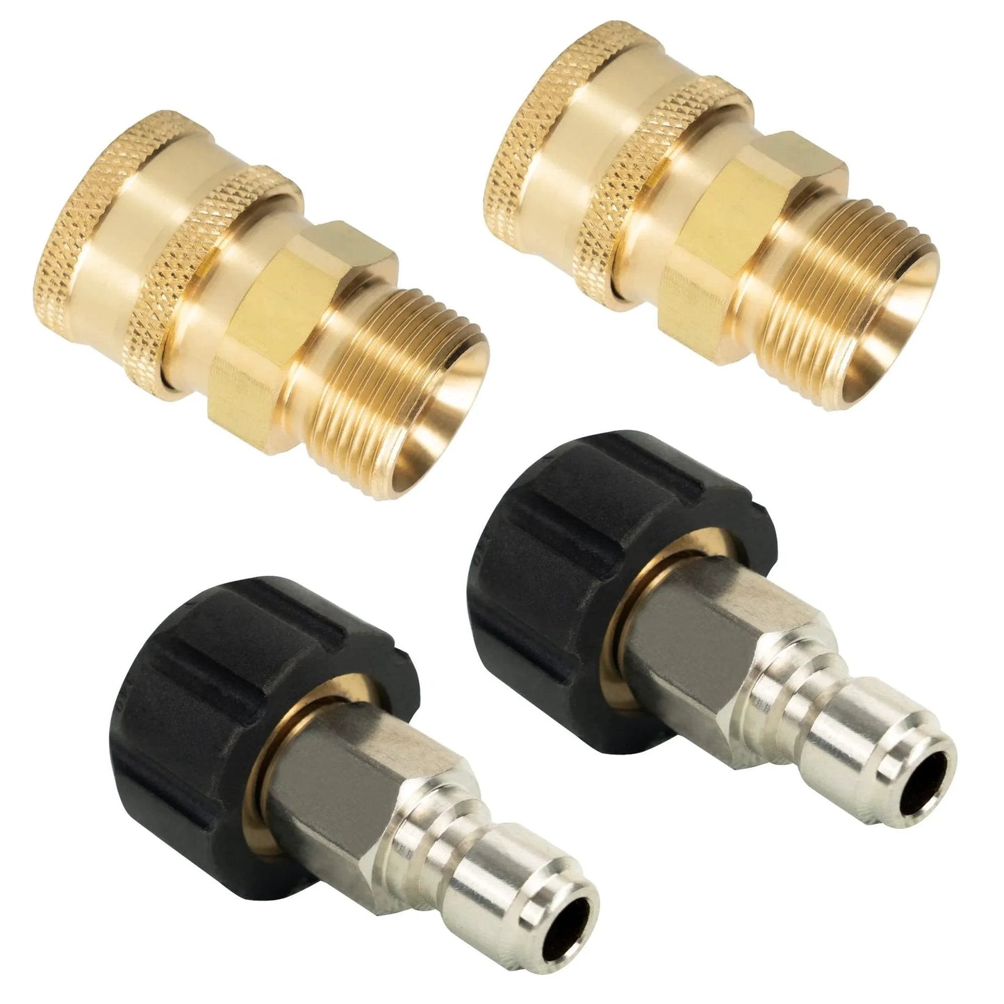 4 Pack Pressure Washer Quick Connect Kit M22 14mm To 3/8 Inch Quick Disconnect For 5000 PSI No-Hassle Hookup, Includes 2 M22-14 Adapters, 2 3/8 Inch Quick Disconnect Couplers And M22 Male Plug, Easy Gun Hose Pump Fittings LIULO TOOL