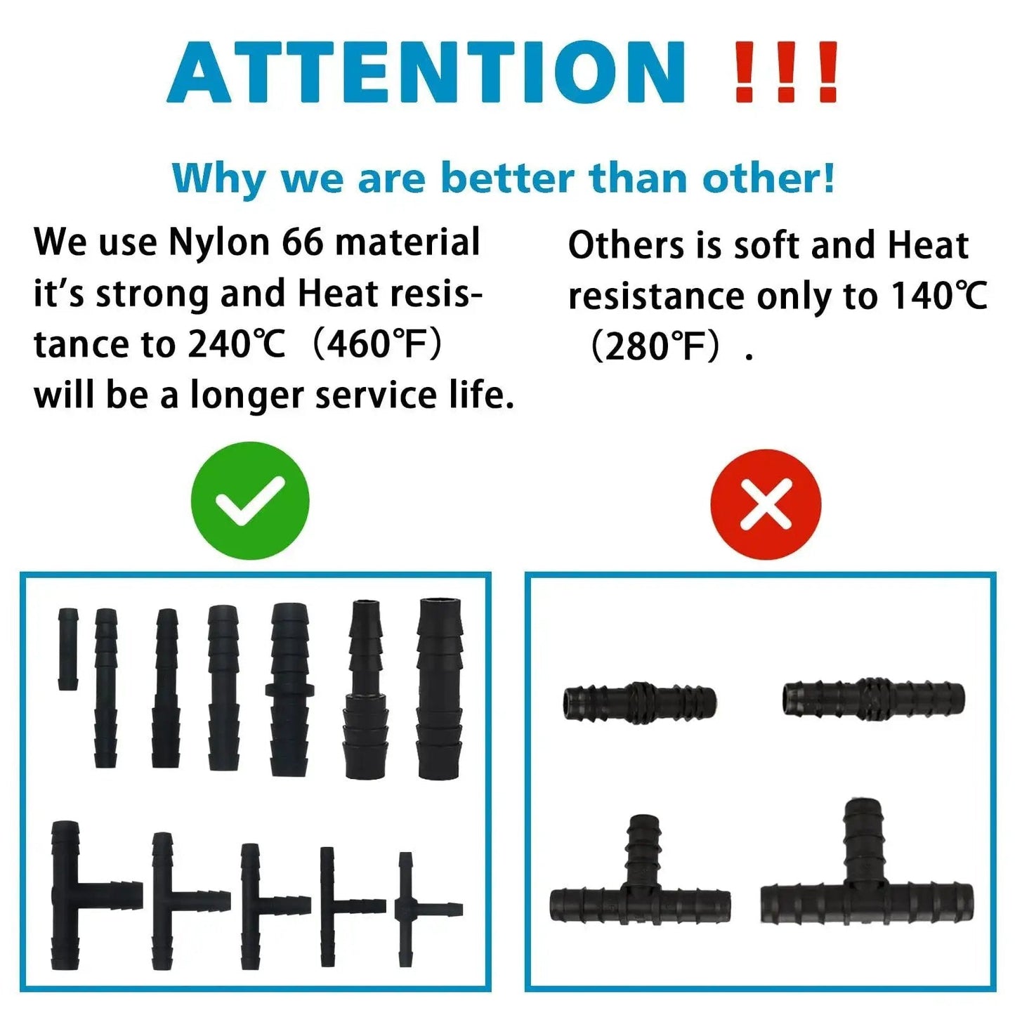 Comparison of 115 Piece Vacuum Connector Kit With Heat Resistant Nylon 66 Tubing Fittings Up To 240 C 460 F and competitors