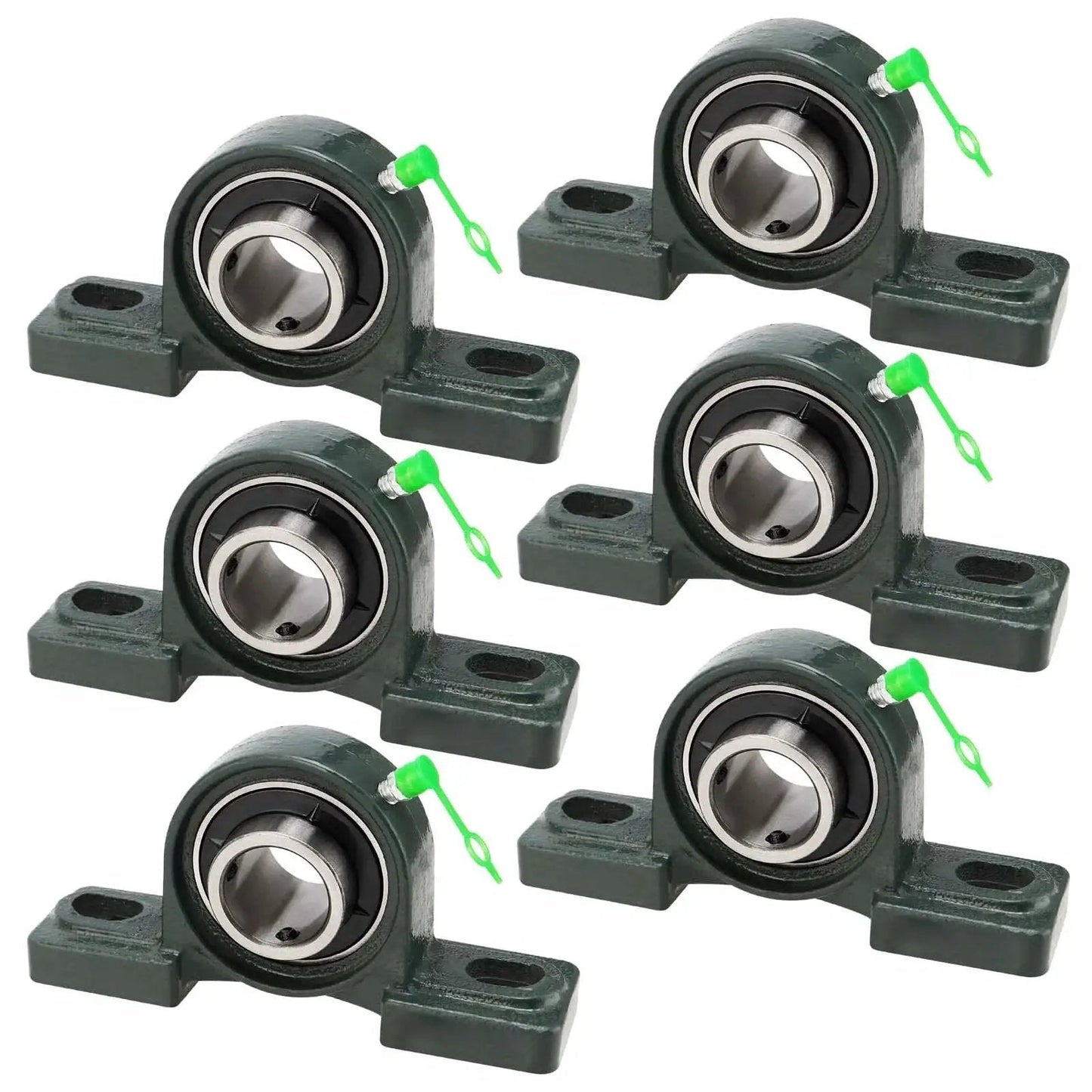 Six Piece UCP205 16 1 Inch Pillow Block Bearing Set Heavy Duty Mounted Ball Bearing With Solid Cast Iron Base And Set Screw Lock