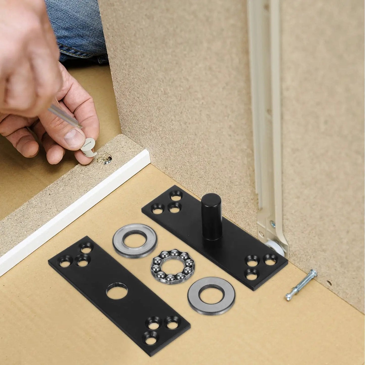 Beefy Hidden 360 Degree Rotation Stainless Steel Door Hinge parts for heavy duty furniture cabinets and bookcases installation