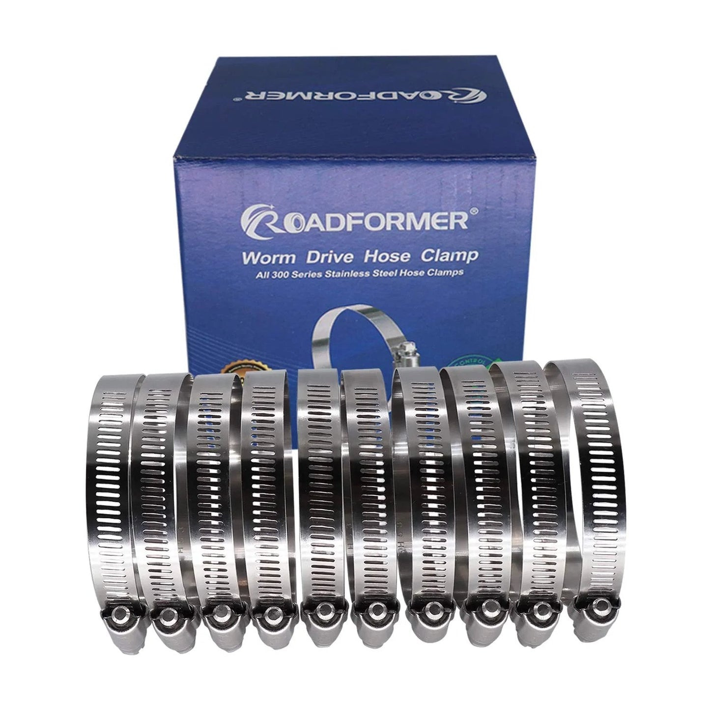Durable 3.5 Inch Worm Gear Hose Clamp Set in Full Stainless Steel With SAE 56 Size Half Inch Band Width Working Range 78 To 102 Mm 10 Pack