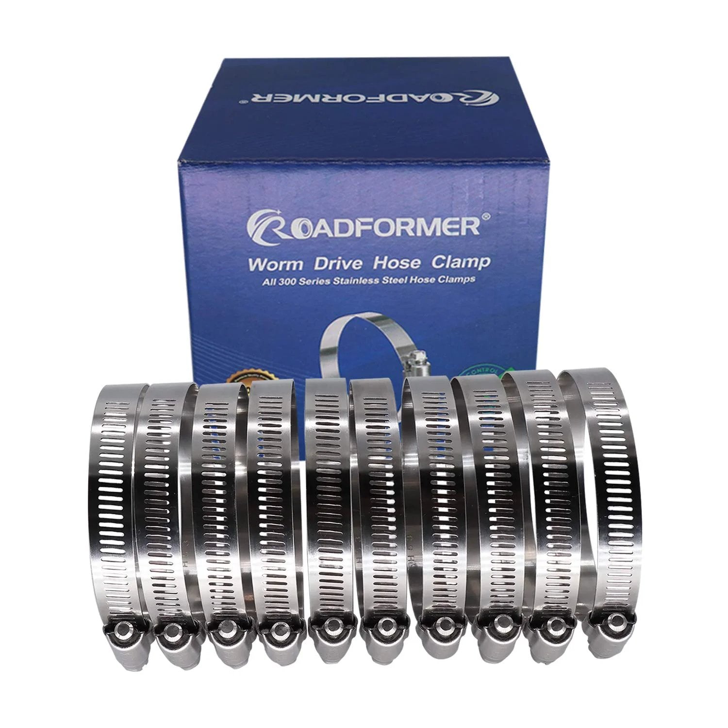 Durable 3.5 Inch Worm Gear Hose Clamp Set in Full Stainless Steel With SAE 56 Size Half Inch Band Width Working Range 78 To 102 Mm 10 Pack
