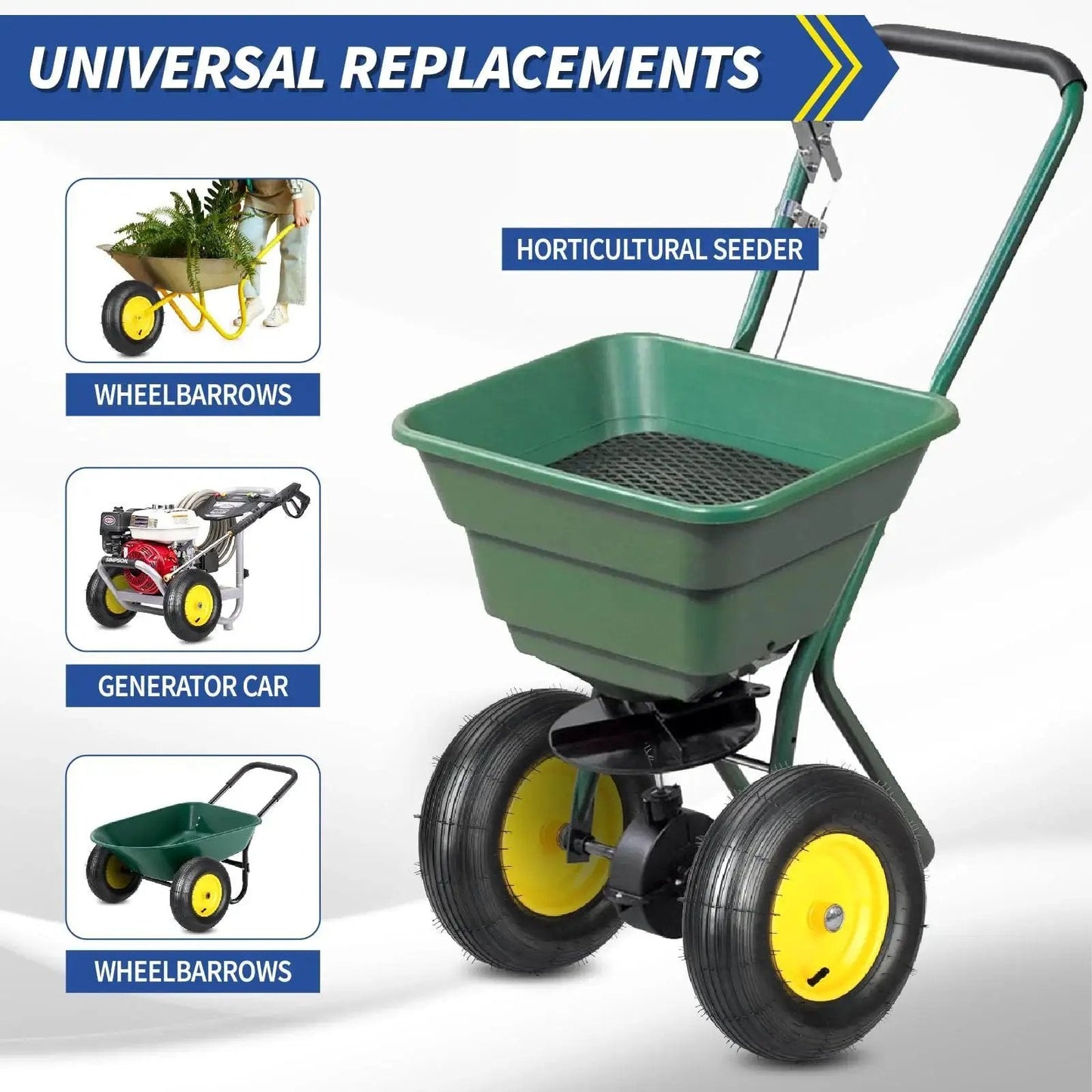 Two Pack 16 Inch Wheelbarrow Tire And Wheel With 4.80 4.00 8 Size Pneumatic Wheel Centered Hub used for horticultural seeder