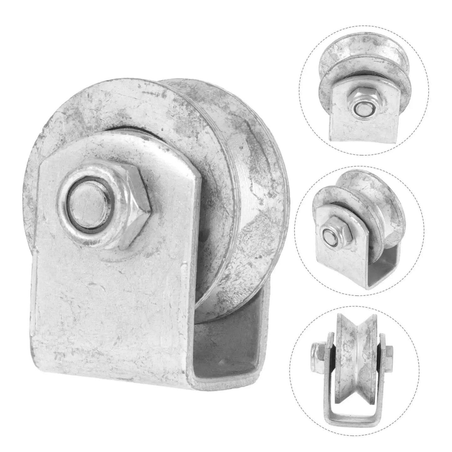 Beefy Heavy Duty Cast Iron V Groove Wheel Pulley For Sliding Gates And Garage Doors Industrial Sliding Gate Roller with Rigid Caster