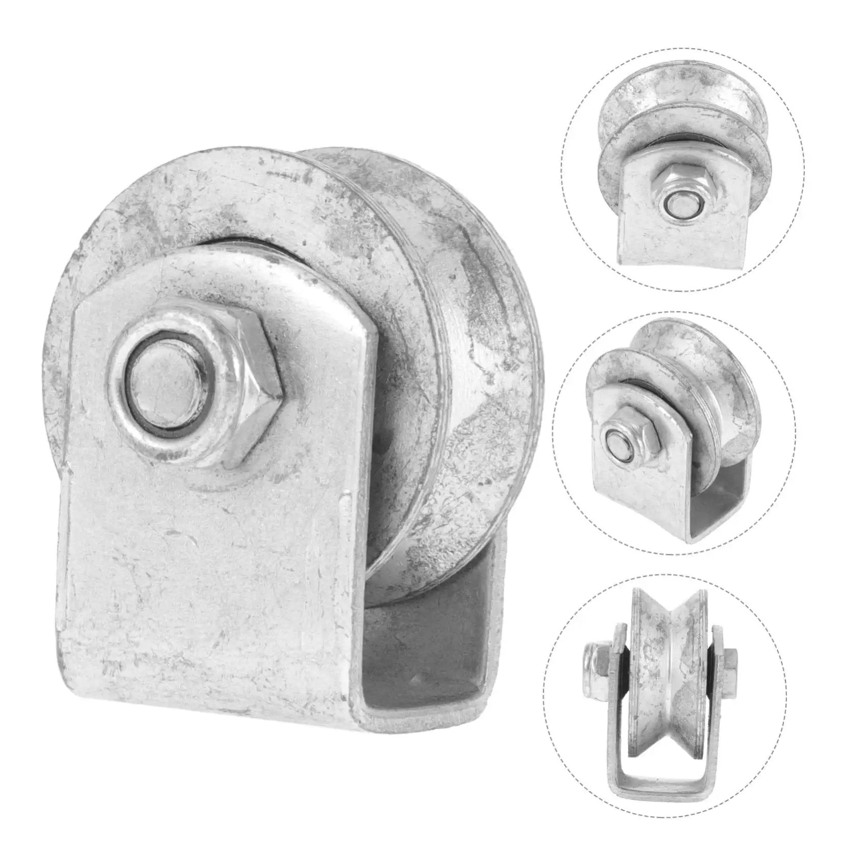 Beefy Heavy Duty Cast Iron V Groove Wheel Pulley For Sliding Gates And Garage Doors Industrial Sliding Gate Roller with Rigid Caster