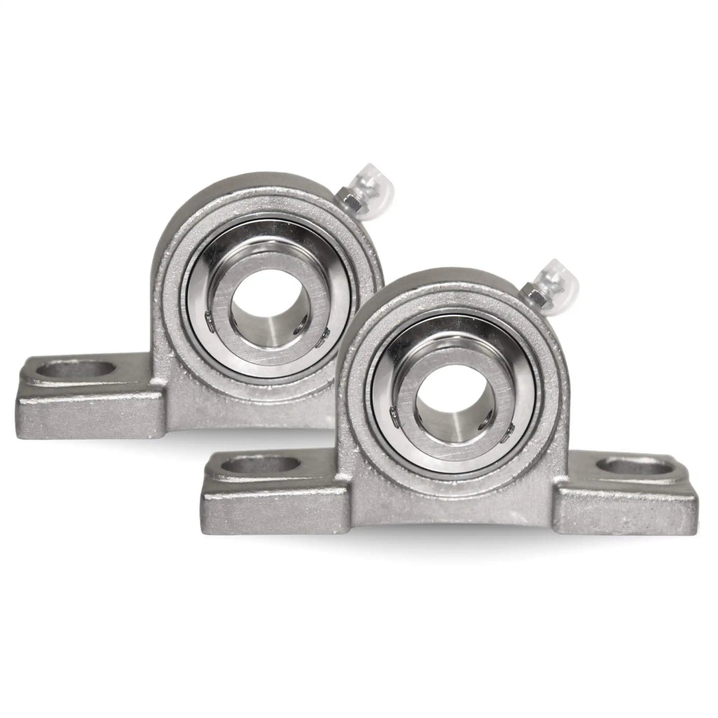 1-Inch Bore Twin-Pack Pillow-Block Bearing, Two-Bolt Flange-Mounted Stainless Steel Housing Self-Aligning Assembly front view