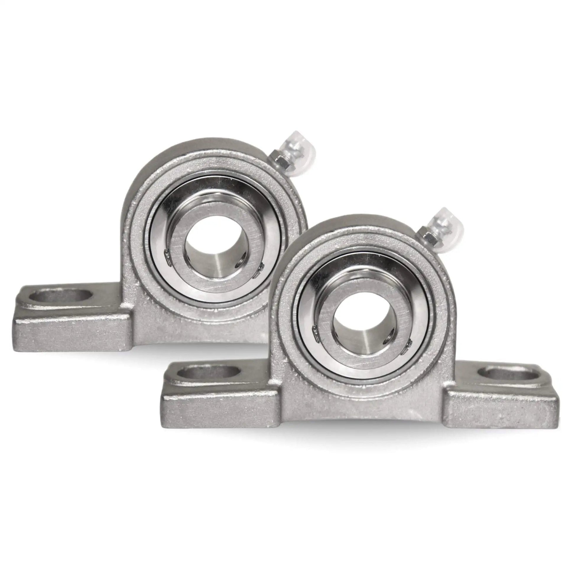 1-Inch Bore Twin-Pack Pillow-Block Bearing, Two-Bolt Flange-Mounted Stainless Steel Housing Self-Aligning Assembly front view