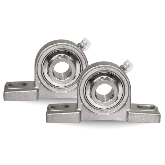 1-Inch Bore Twin-Pack Pillow-Block Bearing, Two-Bolt Flange-Mounted Stainless Steel Housing Self-Aligning Assembly front view