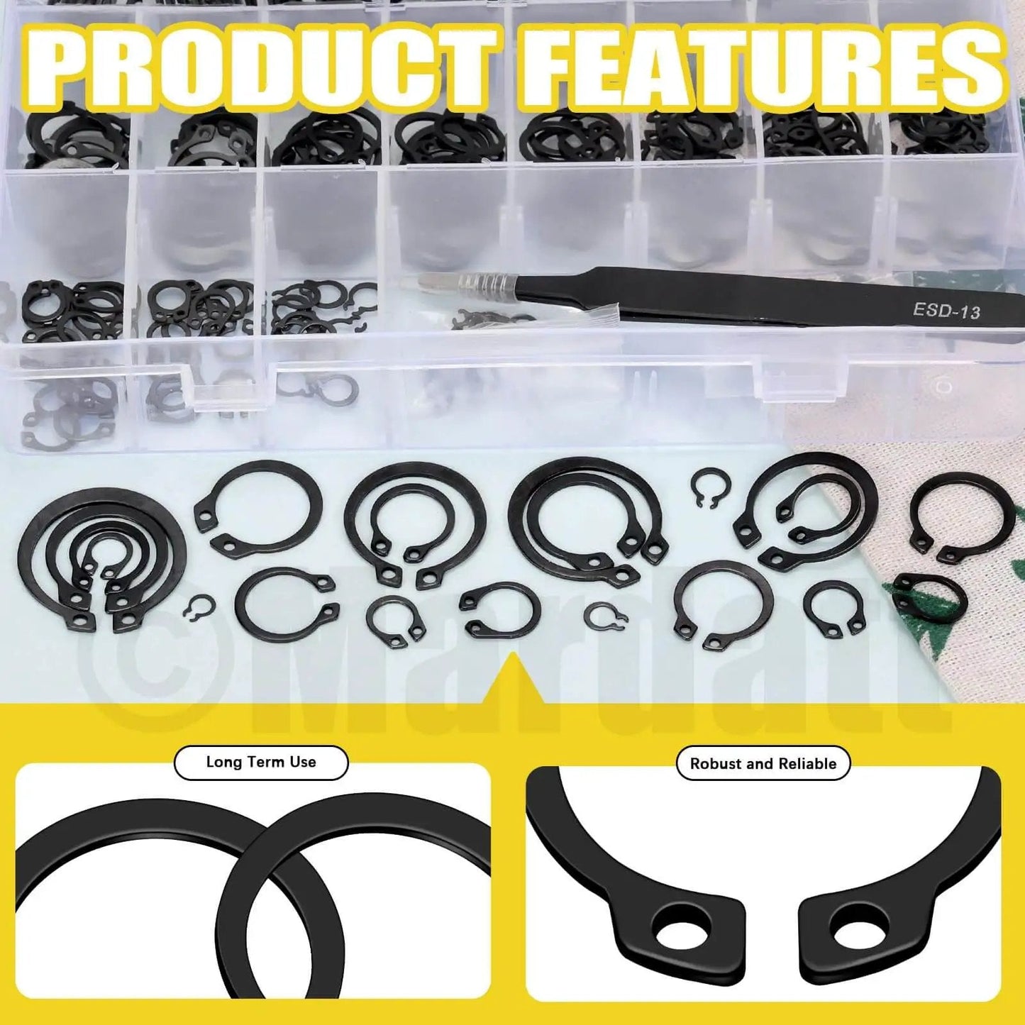 266 Piece External Retaining Rings Kit With 21 Sizes M4 To M28 Circlip Snap Rings Retainer Rings And Tweezers for axles and shafts