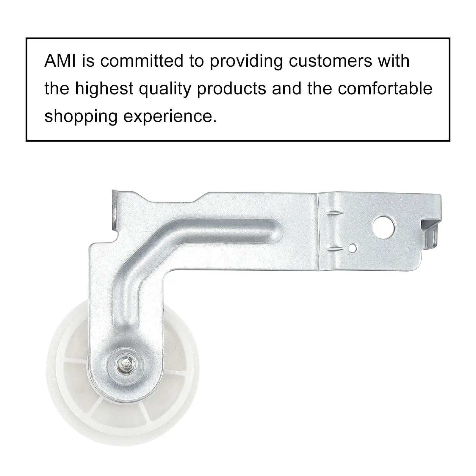 Single dryer idler pulley assembly with upgraded dual sealed ball bearings, replaces PD00032419, side view of metal and plastic pulley