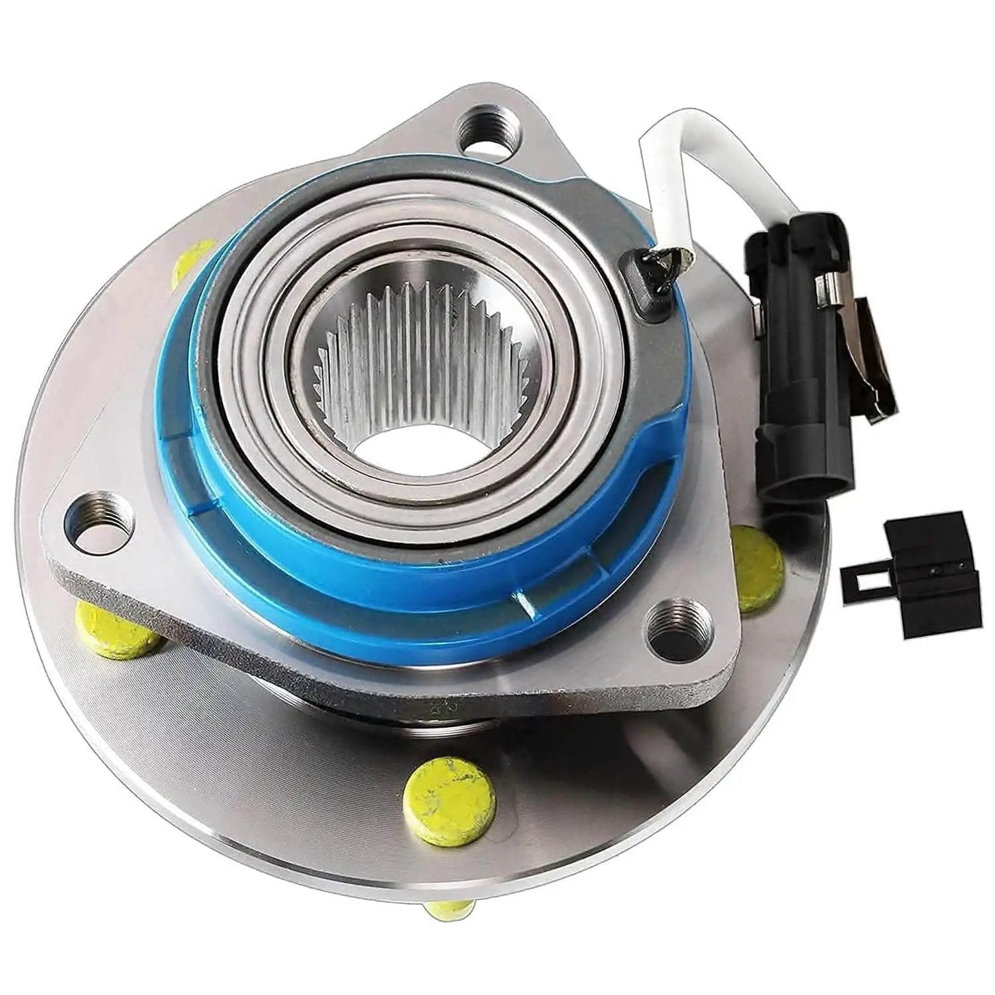 Front view of 4pc Wheel Hub & Bearing Assemblies Front or Rear for 2000-2013 Chevy Impala, showing ABS sensor and 5-lug flange