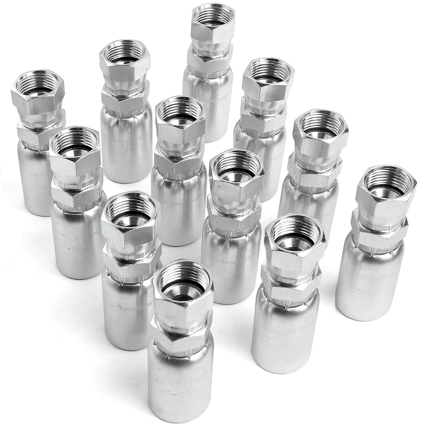 12 Pack Three Eighths Inch Hydraulic Hose Fittings Set For Three Eighths Inch Hose To JIC 37 Degree Female Swivel End Crimp Fittings Compatible With Dayco Weatherhead U Series Heavy Duty Carbon Steel