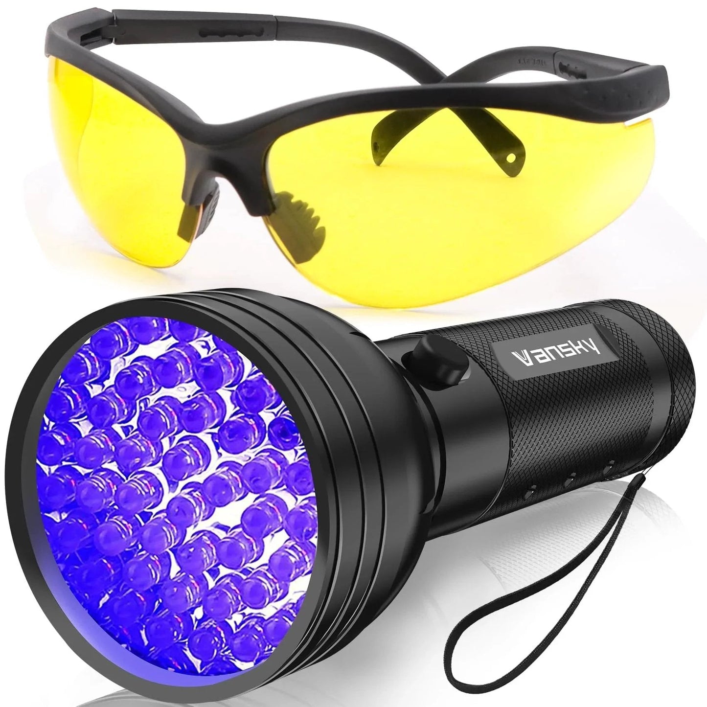 Automotive Air Conditioner Leak Detector Flashlight With 68 LED UV Dye Leak Kit And Protective Glasses For Quick Hassle Free Car AC Leak Locating In Garage Or Shop A Professional Grade Tool Vansky.