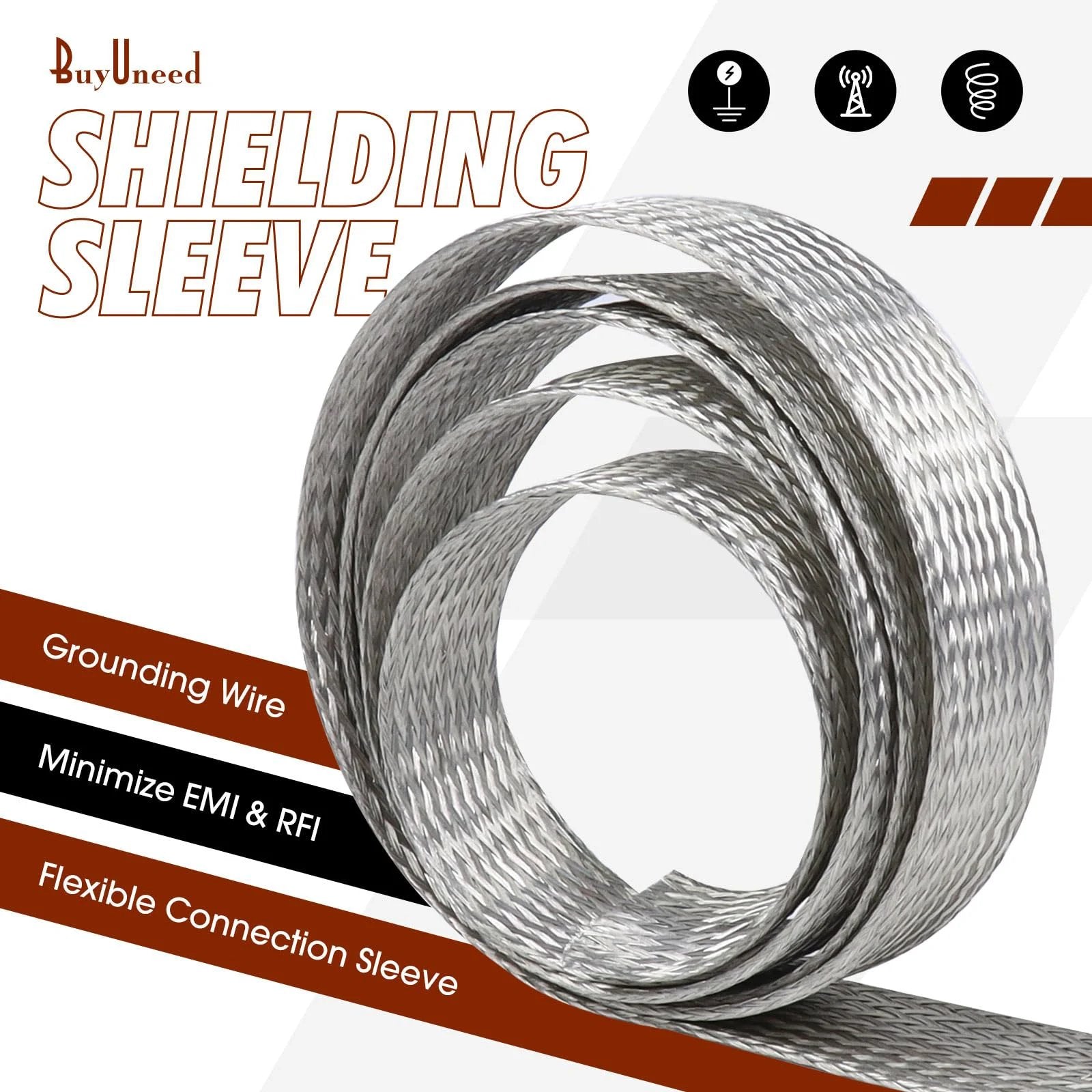 Coiled Tinned Copper Braided Ground Strap Shielding Sleeve For Quick Bonding And EMI Interference Shielding