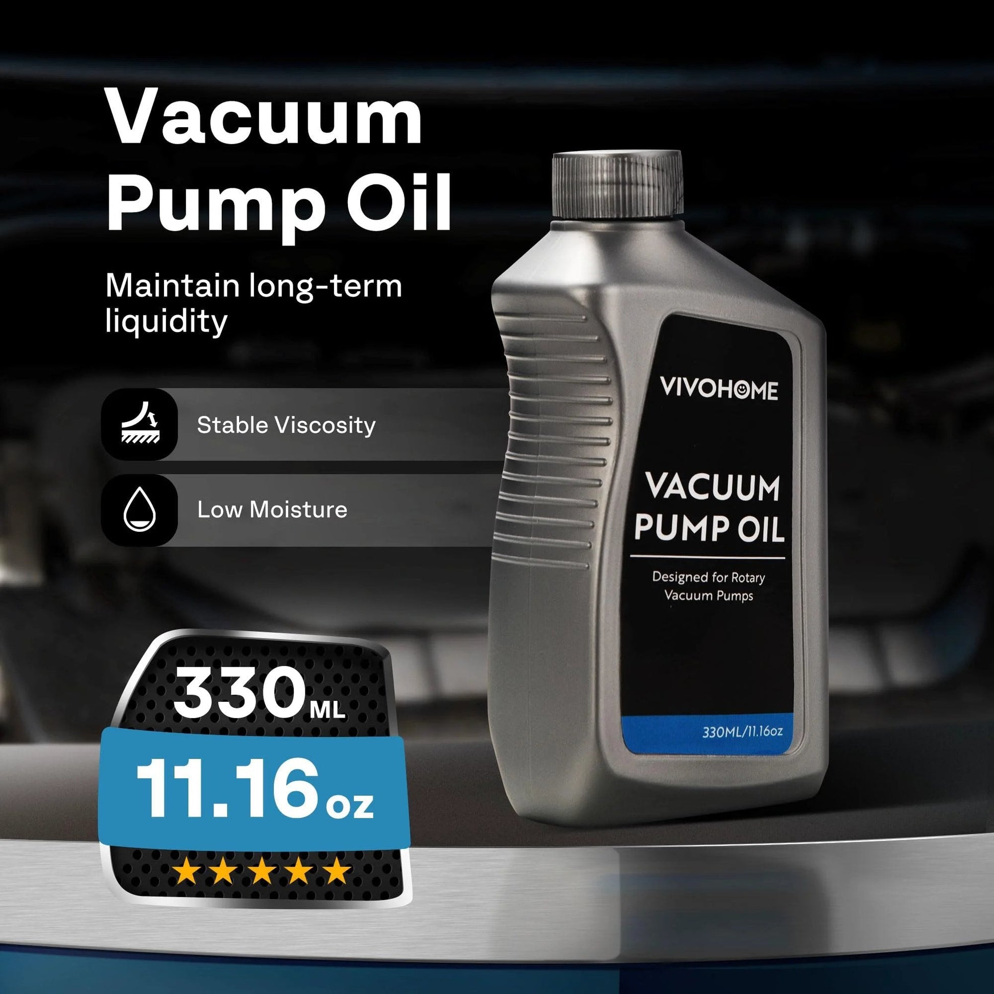Top Shelf Pro Grade Vacuum Pump Oil For HVAC Systems High Viscosity Low Moisture 330 Milliliters (11.16 oz) Hydrotreated Formula Delivers Superior Lubrication Reduces Foaming And Extends Pump Life For Efficient Operation bottle