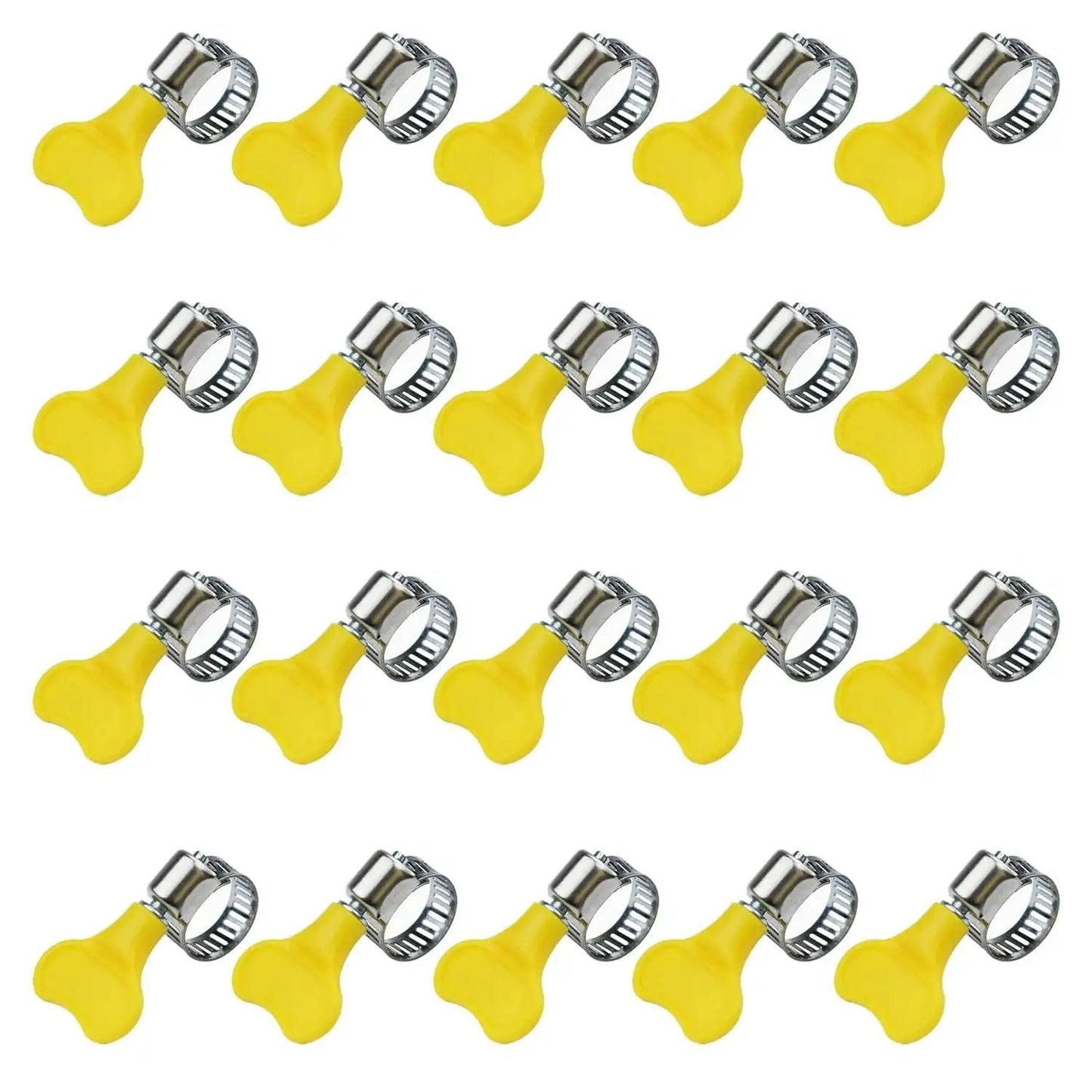 Pack of 20 stainless steel yellow hose clamps 10 to 16 millimeters adjustable for home brewing plumbing automotive mechanical use