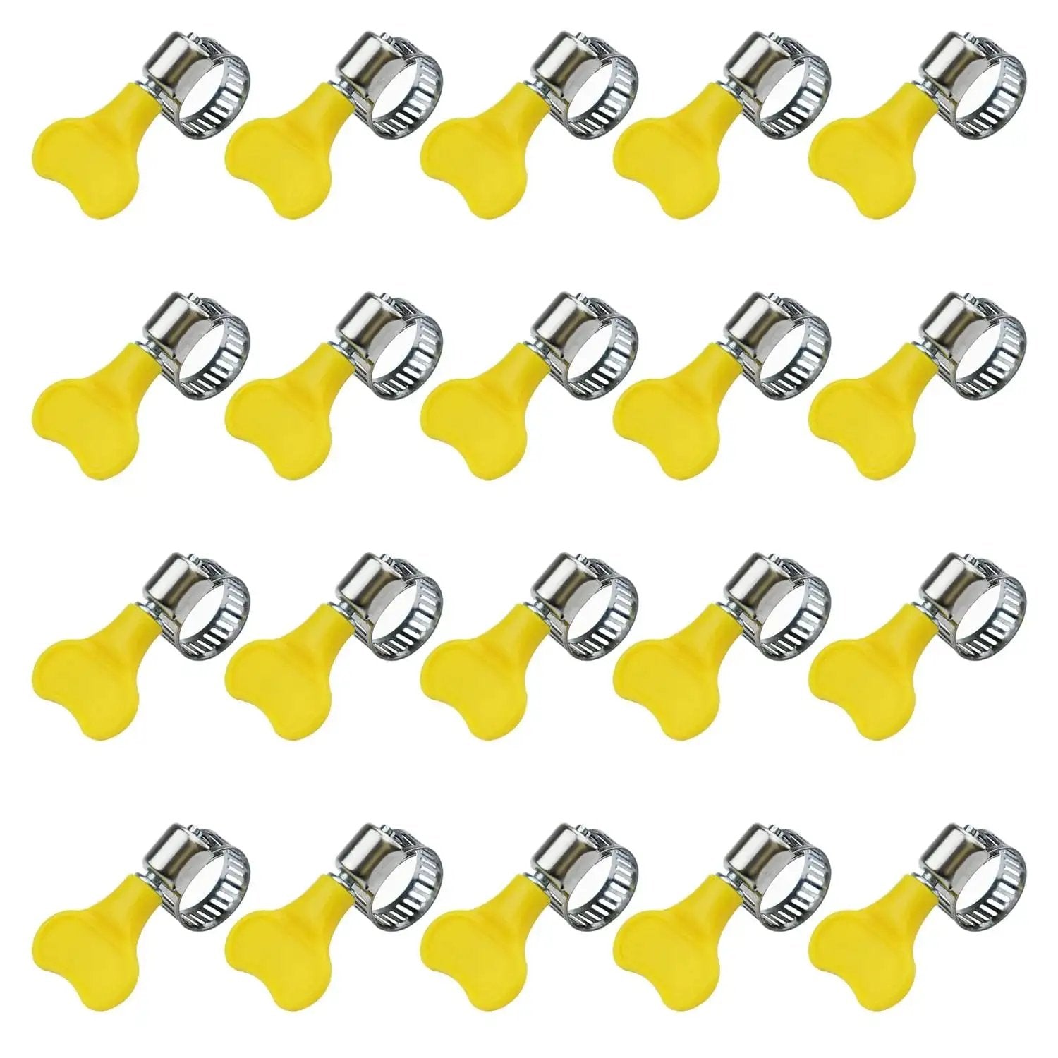 Pack of 20 stainless steel yellow hose clamps 10 to 16 millimeters adjustable for home brewing plumbing automotive mechanical use