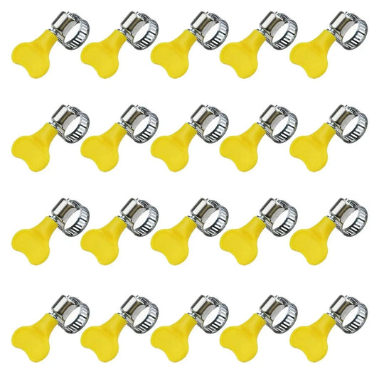Pack of 20 stainless steel yellow hose clamps 10 to 16 millimeters adjustable for home brewing plumbing automotive mechanical use