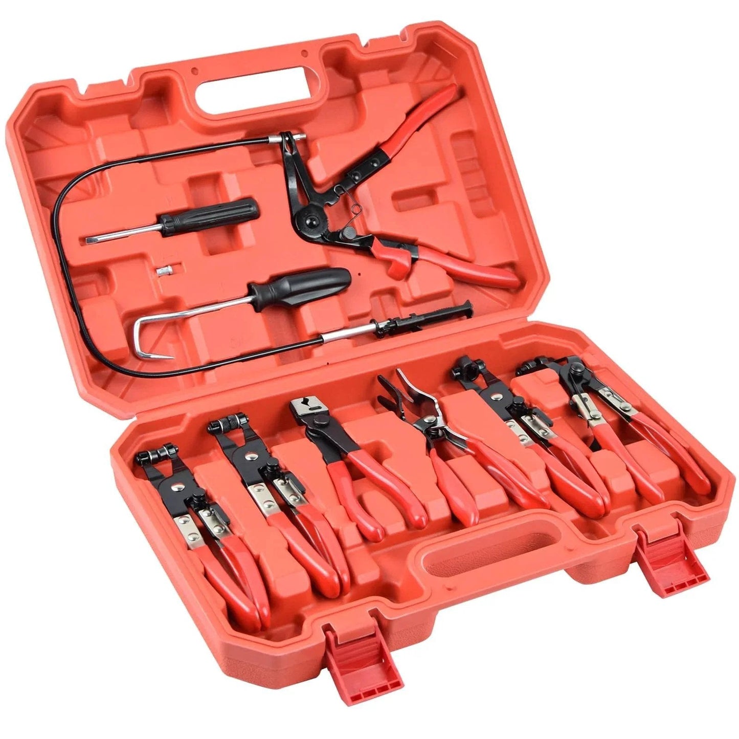 9 Piece Hose Clamp Pliers Set With Flexible Long Reach For Automotive Coolant Radiator Heater And Water Lines Locking Mechanism
