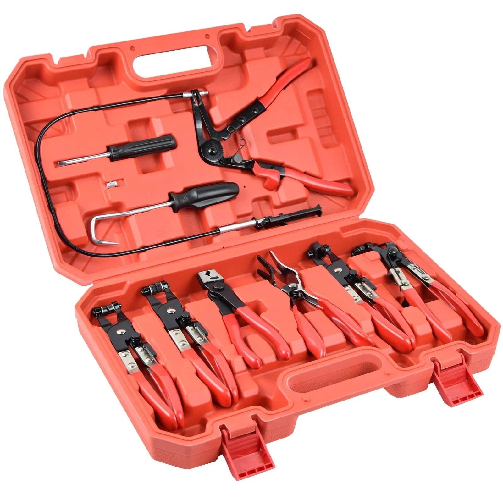9 Piece Hose Clamp Pliers Set With Flexible Long Reach For Automotive Coolant Radiator Heater And Water Lines Locking Mechanism