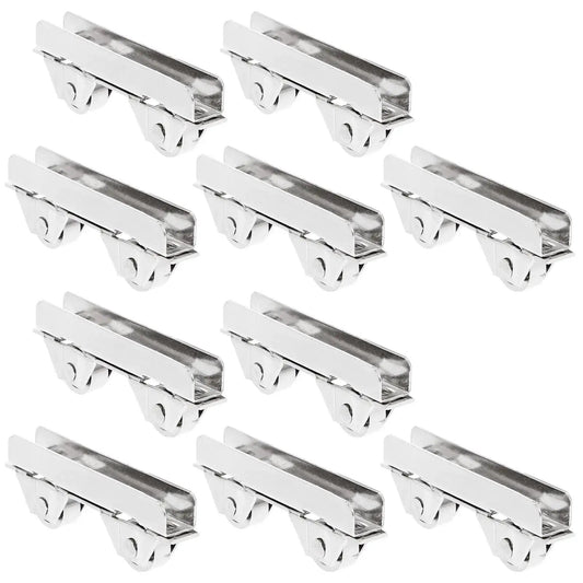 Showcase Window Roller Set, 10 Pcs Mini Sliding Door Rollers Replacement Wheels, 7.0mm Stainless Steel Pulley Clamp For 5-6mm Thick Glass Doors
