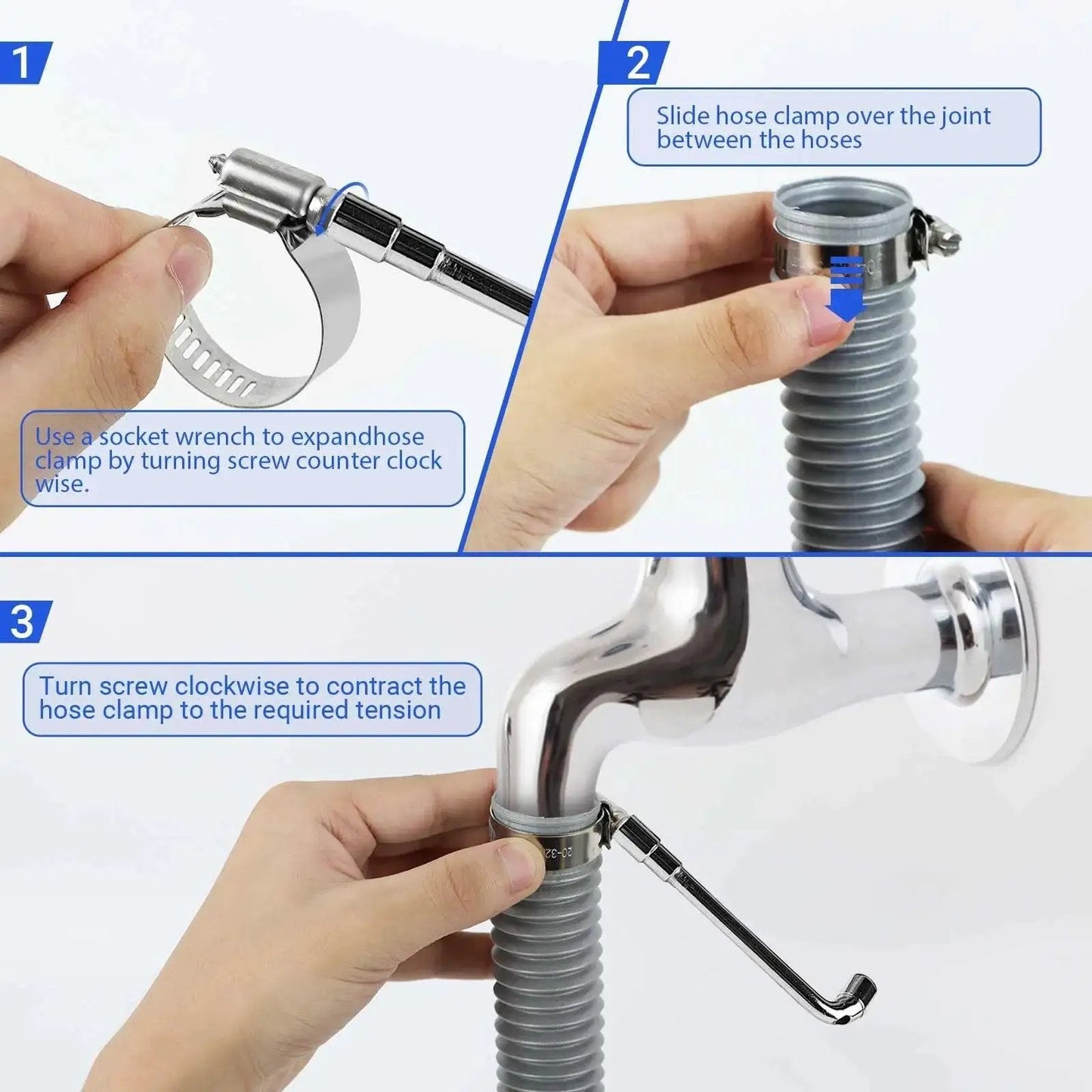 Using Premium SMLCON 85Pcs 304 Stainless Steel Hose Clamps Set with Adjustable 0.25-2 Inch Range for secure plumbing installation