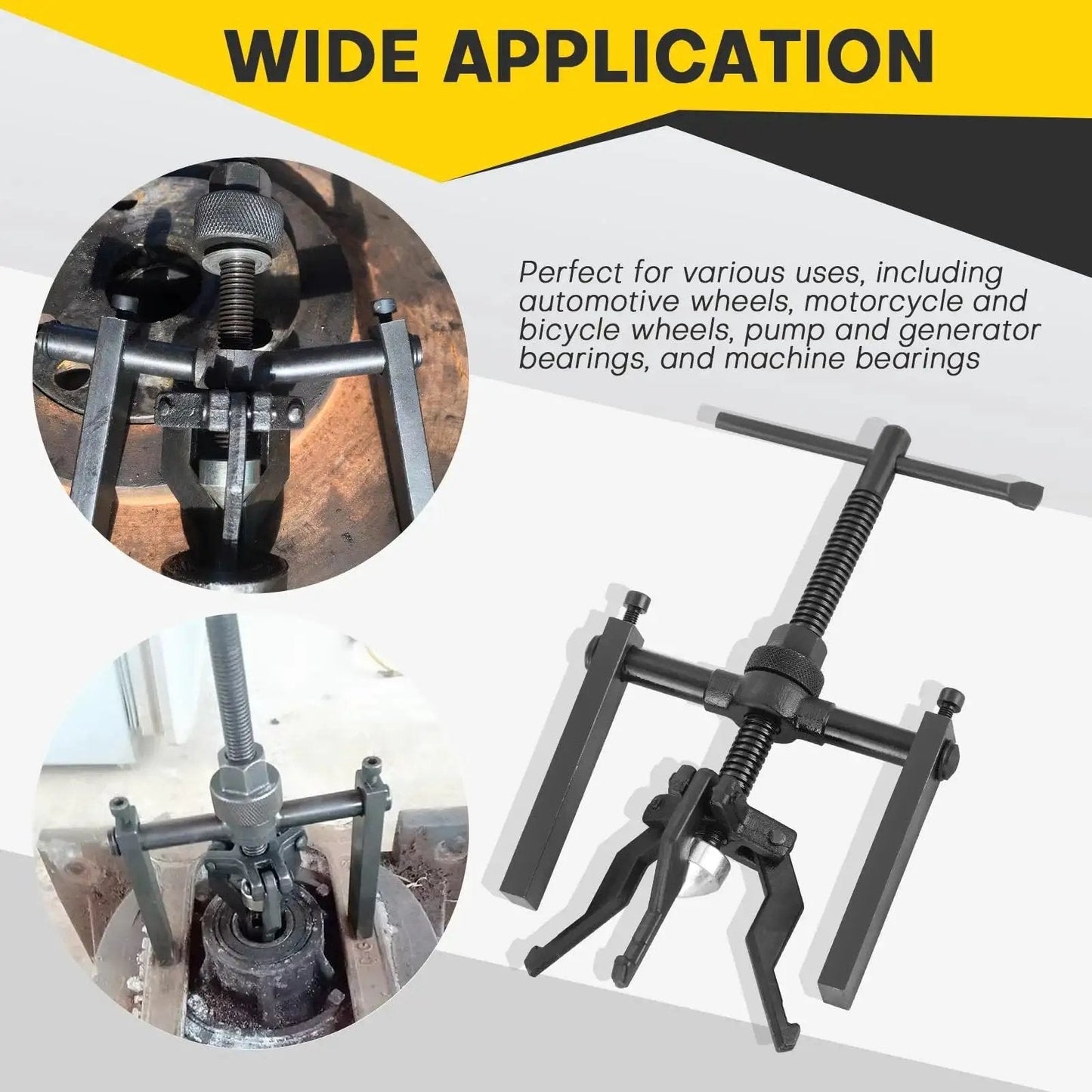 Three Jaw Inner Bearing Puller Set For Blind Bearings And Bushings with application examples for automotive use