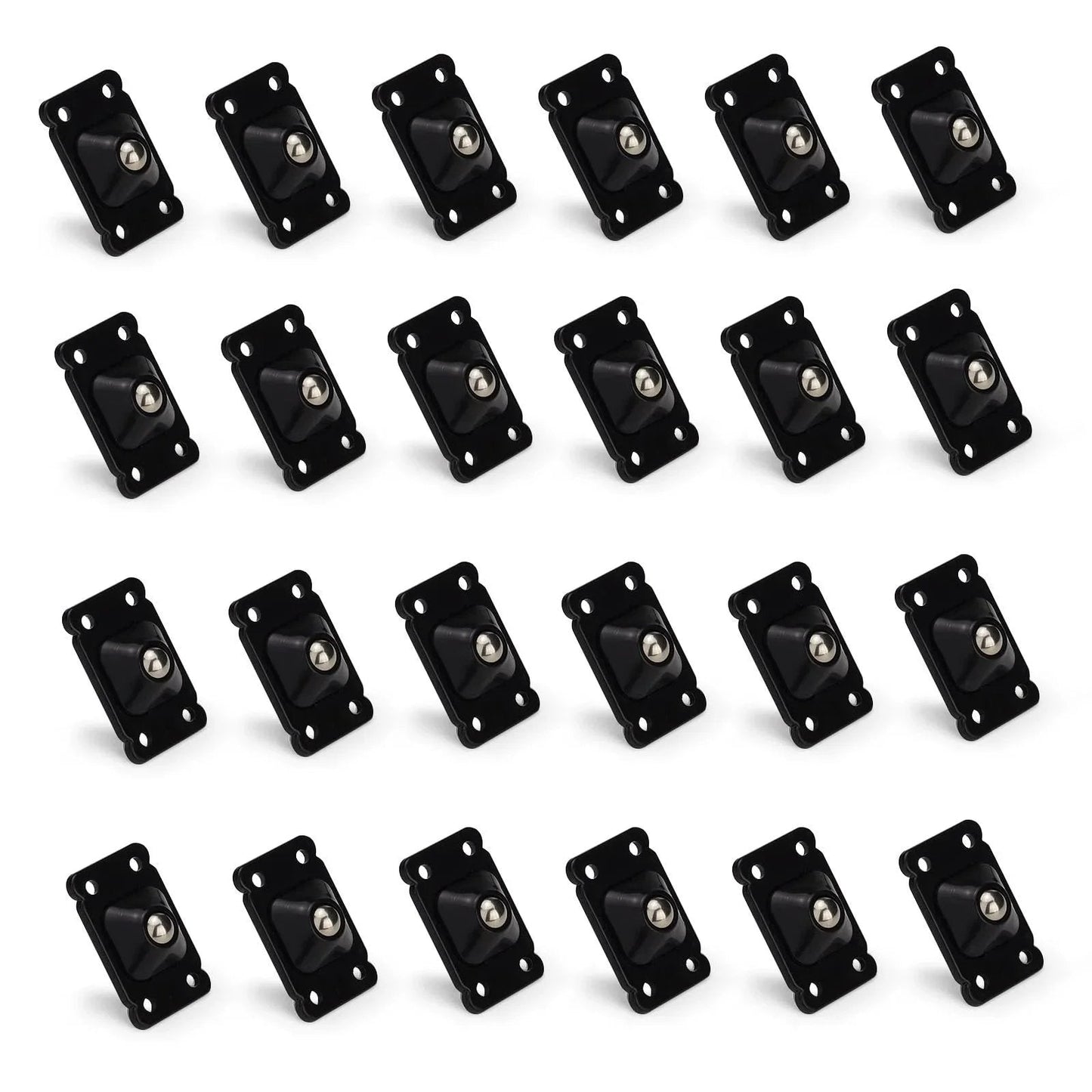 24 Pack Mini Self Adhesive Caster Wheels 1 Inch Stainless Steel Swivel Rollers Black For Appliances Furniture Kitchen Countertops