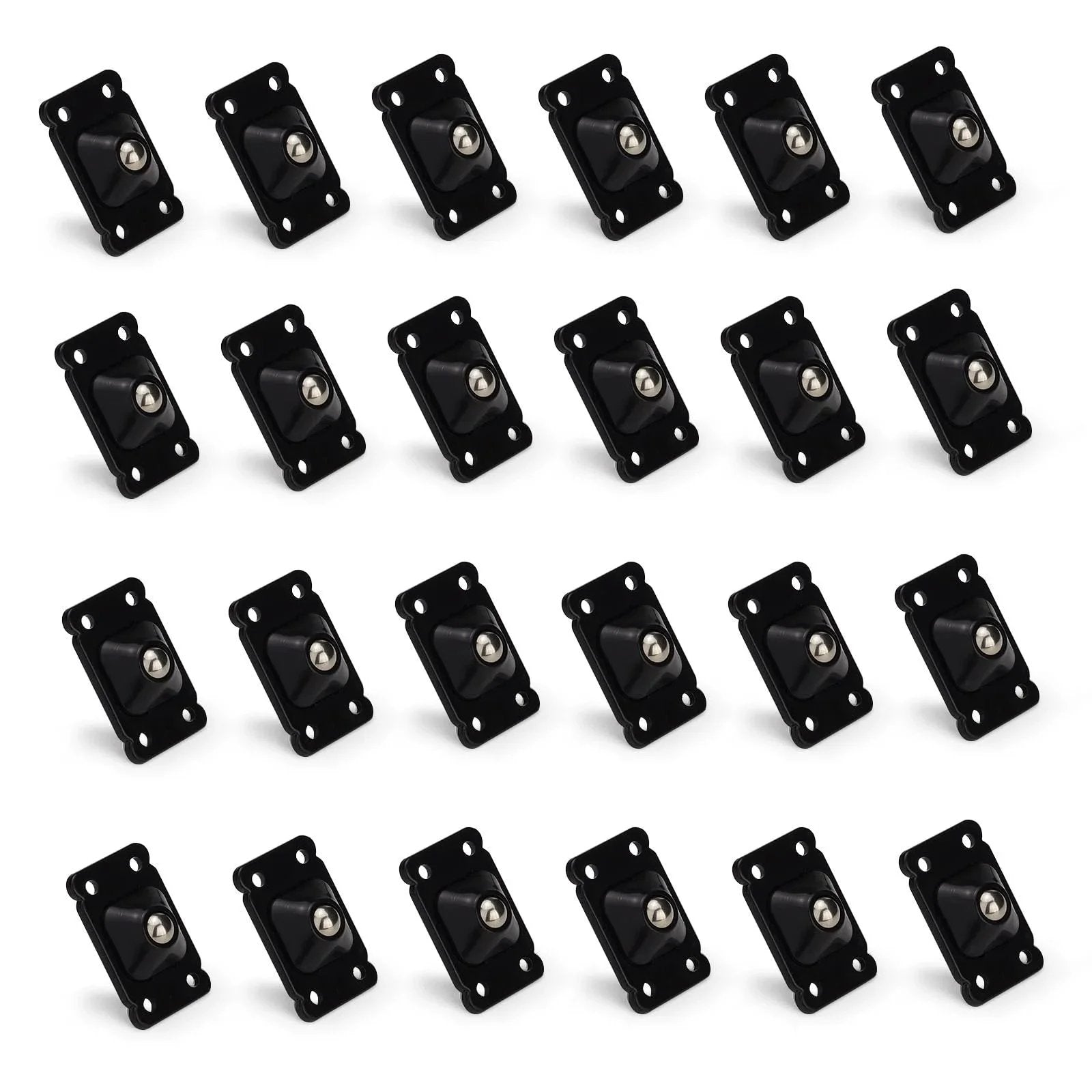 24 Pack Mini Self Adhesive Caster Wheels 1 Inch Stainless Steel Swivel Rollers Black For Appliances Furniture Kitchen Countertops