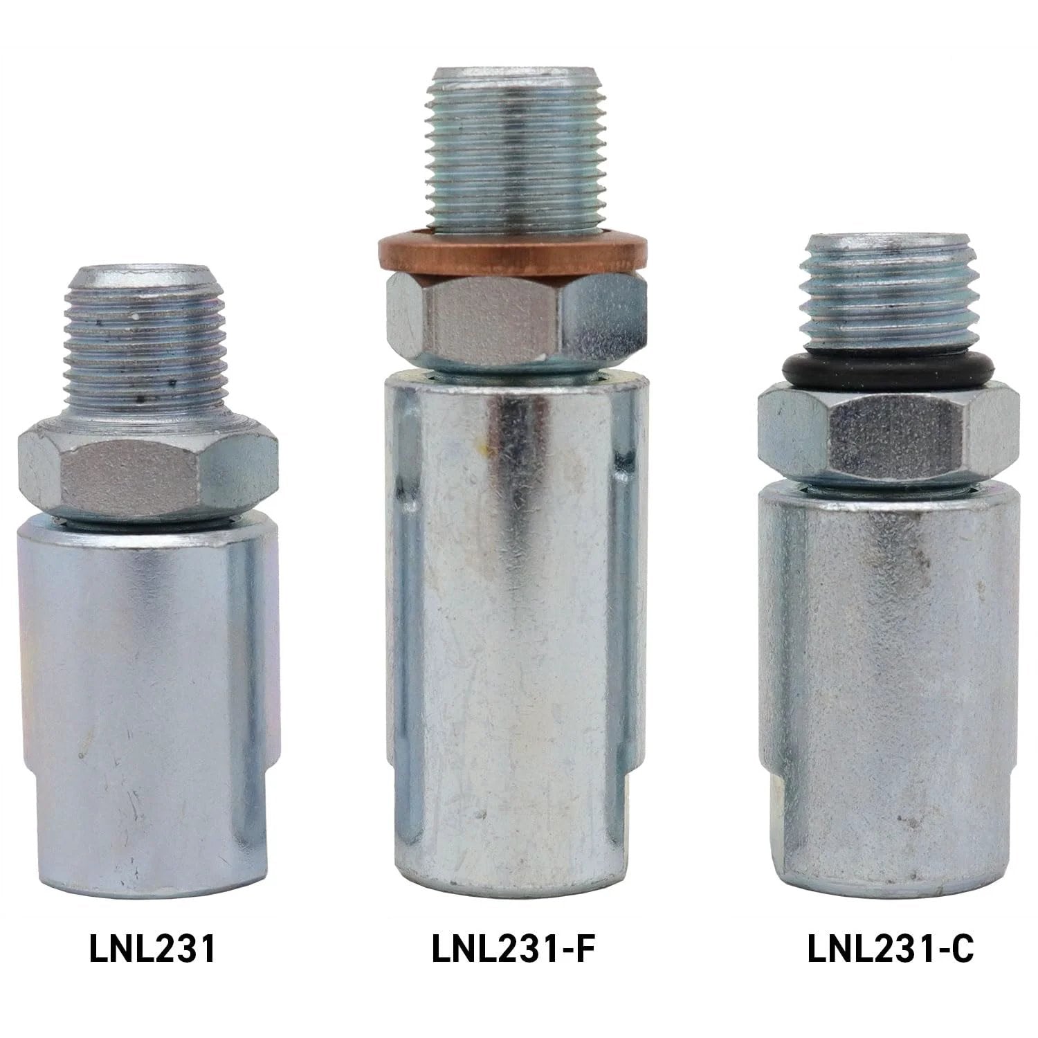 Three Heavy Duty One Eighth Inch NPT In Line Grease Hose Swivels for Any Manual Grease Gun, different models, 10,000 PSI