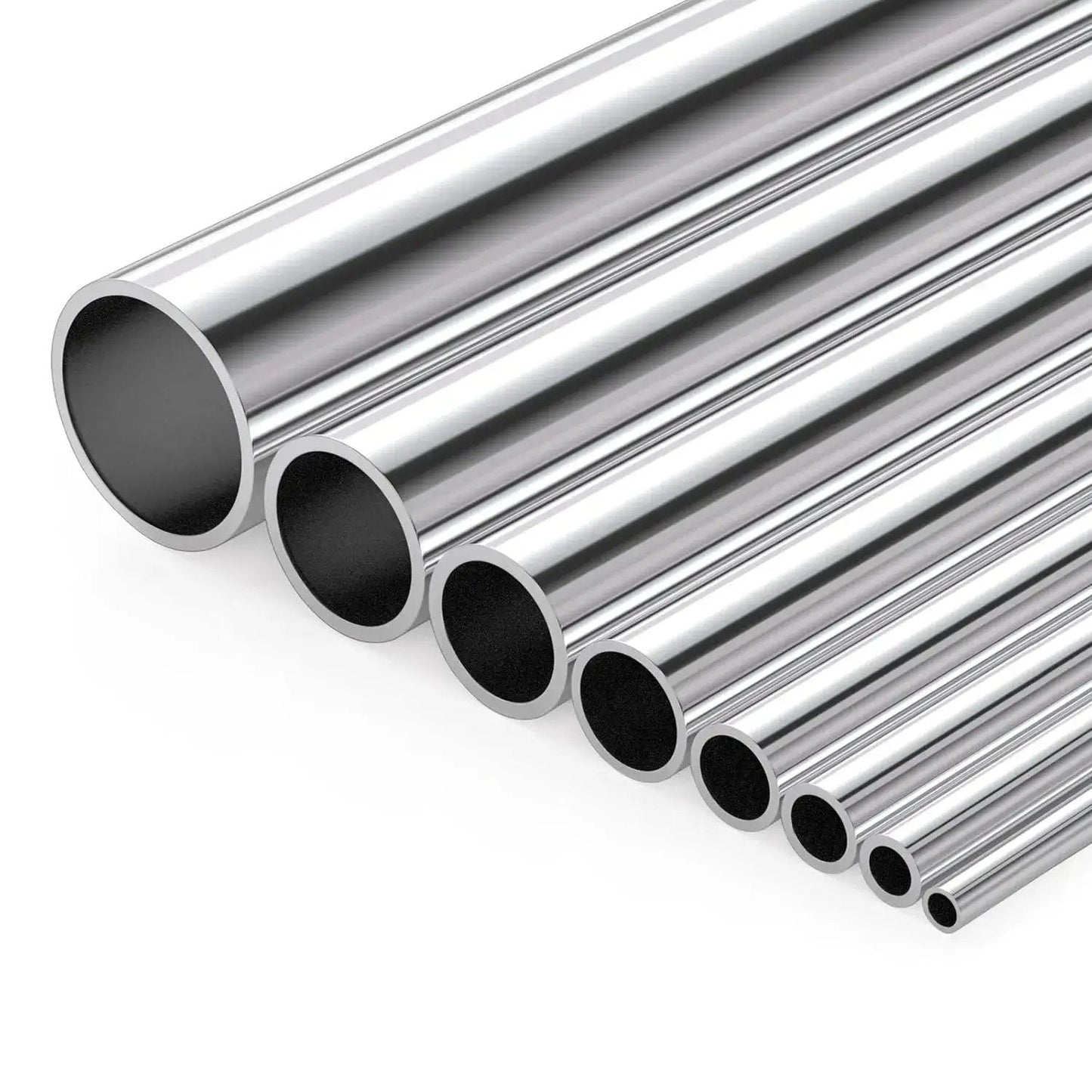 Close-up of two pack stainless steel round tubing 300mm 0.75 inch OD 304 seamless tube with silver finish, corrosion resistant.
