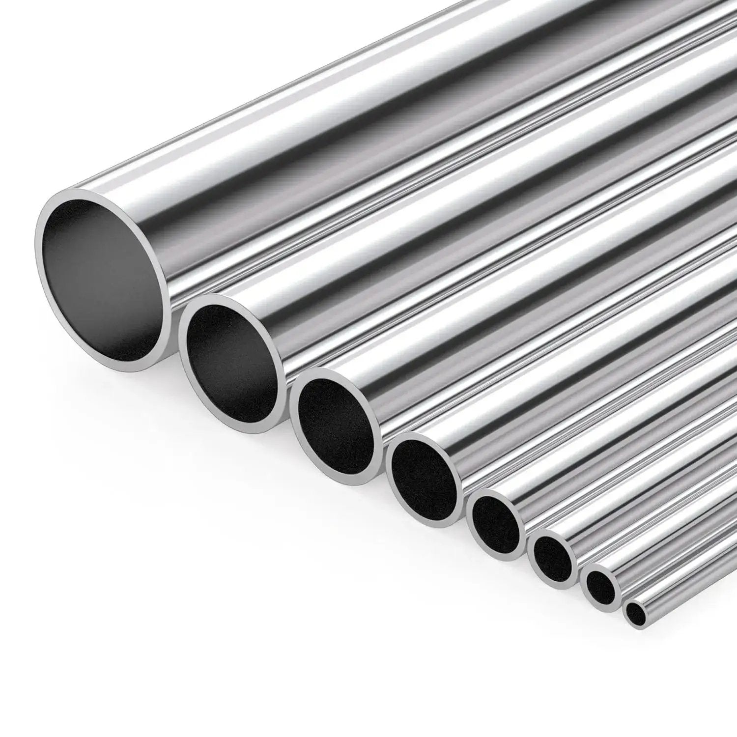 Close-up of two pack stainless steel round tubing 300mm 0.75 inch OD 304 seamless tube with silver finish, corrosion resistant.