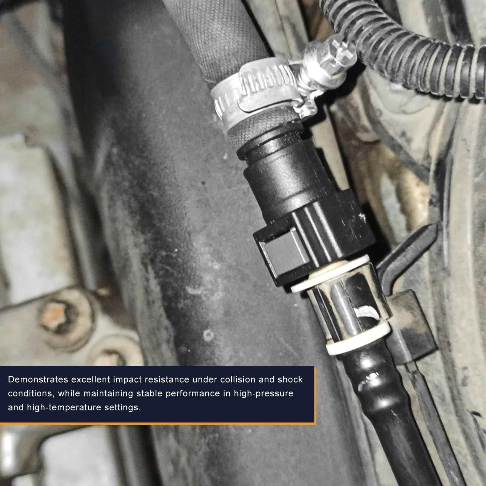 Two Pack Fuel Line Quick Connectors Three Eighths SAE To Five Sixteenths ID Nylon Tubing Straight Fittings installed in vehicle