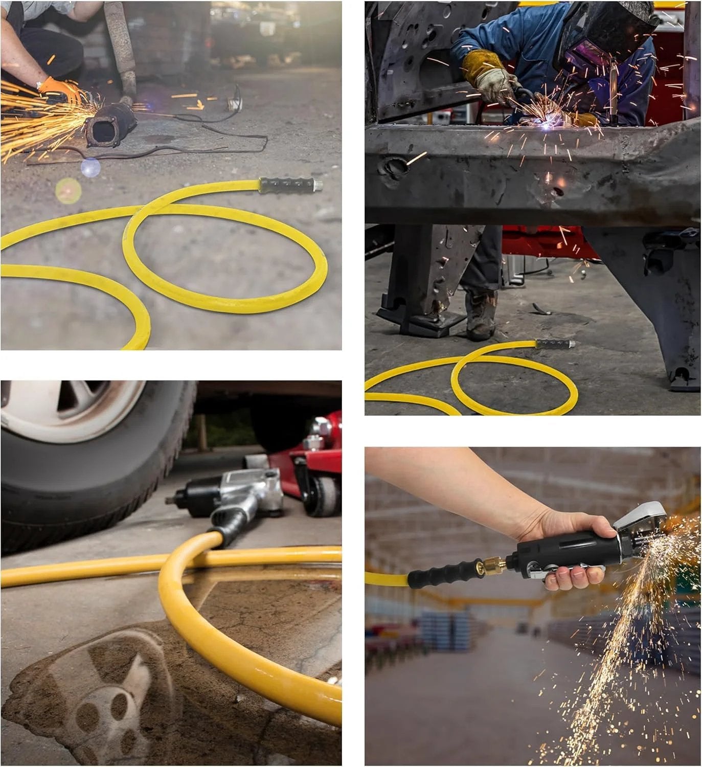 Next Gen Oil Resistant Air Hose Three Eighths Inch By Fifteen Feet With RMA Class A Nitrile Core used in shop and welding environments