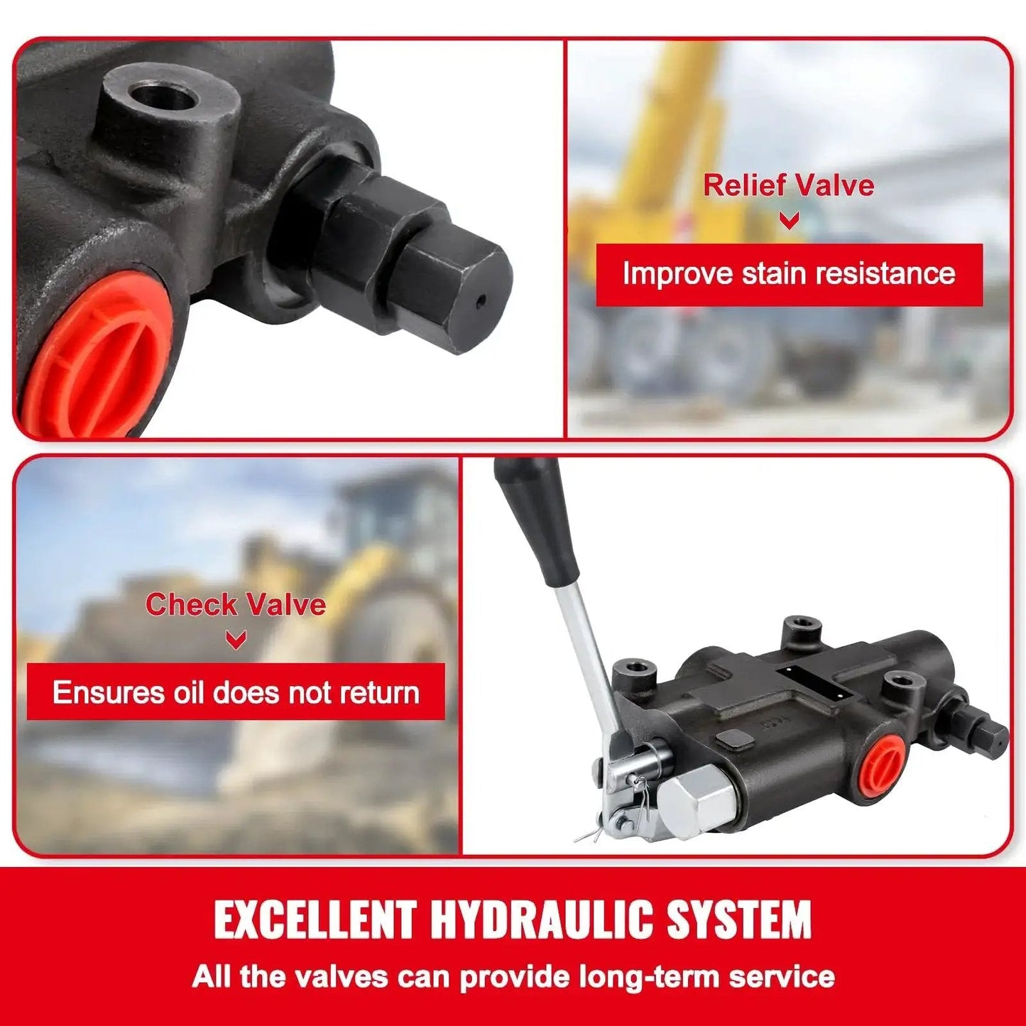 One Spool Hydraulic Directional Control Valve For Tractors And Loader Applications, 21 GPM At 3625 PSI, aluminum and iron built