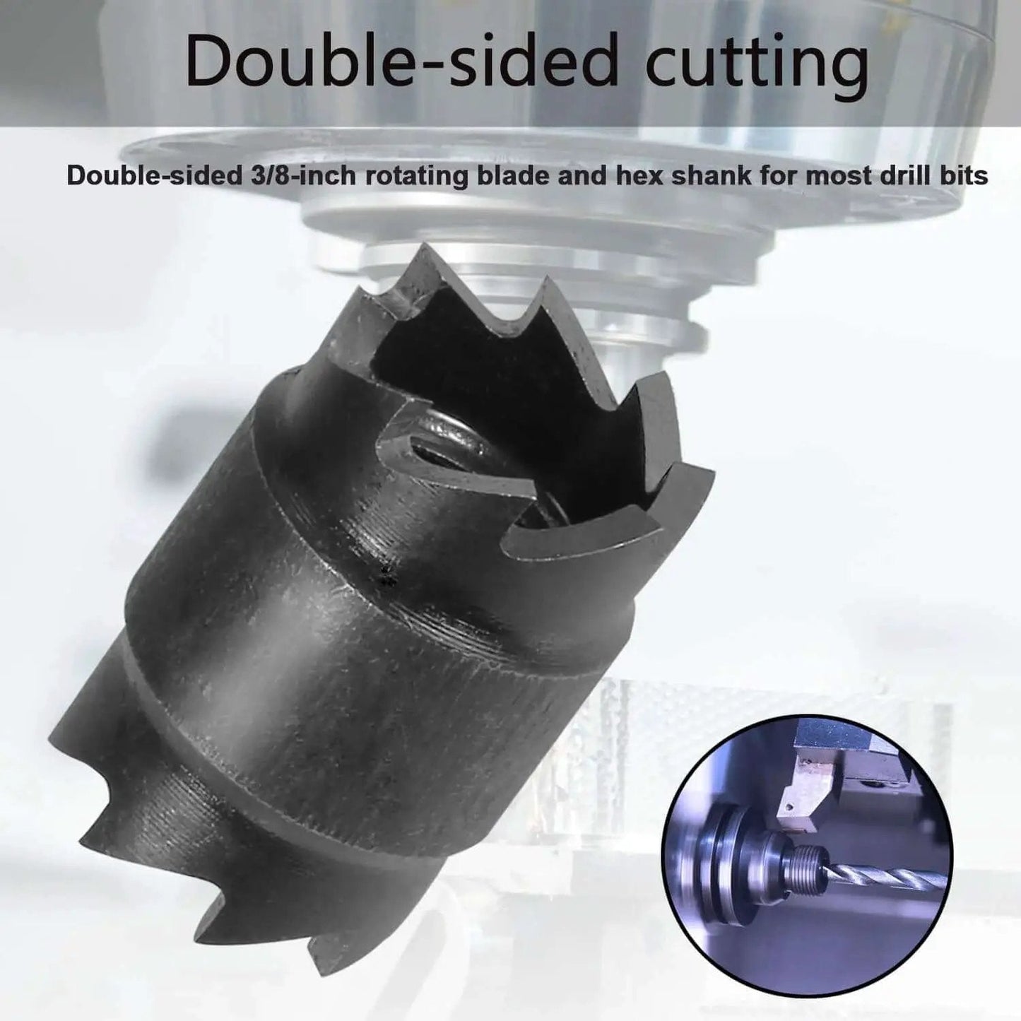 Close-up of 14 Pack Spot Weld Cutter Sets Double Sided 3/8 Inch HSS Drill Bits For Sheet Metal Removal with 1/4 Inch Arbor