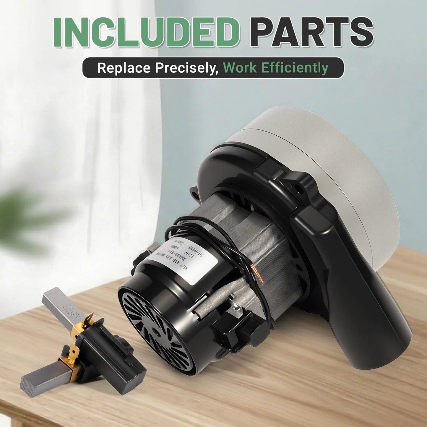 Powerful 120V 2 Stage 900W Vacuum Blower Motor Replacement For Ametek Lamb Vacuum Systems Fits Boat Lifts And Central Vacuum Cleaners 5.7 Inch Tangential Bypass With Replaceable Carbon Brushes 116392 00 116392 01 shown with parts