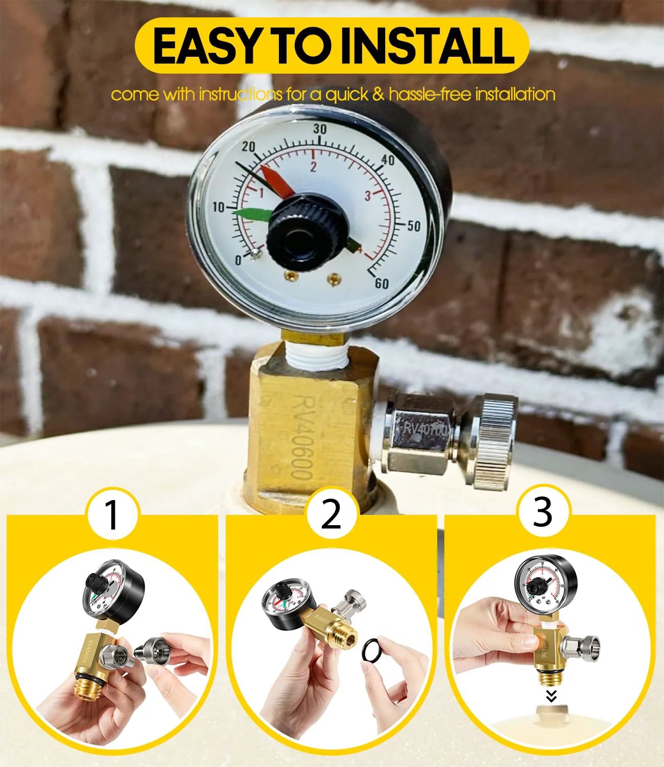 High Flow Manual Relief Valve For Pool And Spa Filters With Pressure Gauge DearChan Brass Assembly 98209800 RV40600 Replacement Compatible With Warrior EasyClean Aboveground And Clean And Clear Cartridges Durable Brass Construction installed view