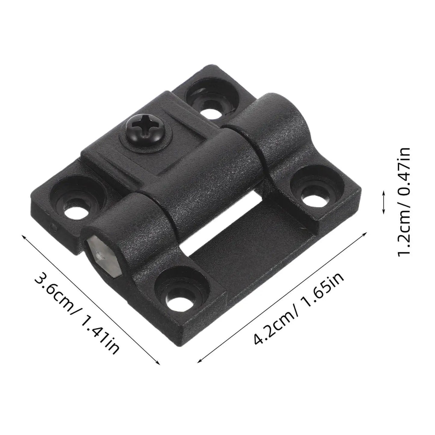 Sturdy Plastic Folding Hinge 90 Degree Torque Adjustable Right Angle Ball Bearing Cabinet Hinges For Electrical Cabinets And Furniture 1 Pair Black CHILDWEET, showing dimensions and design